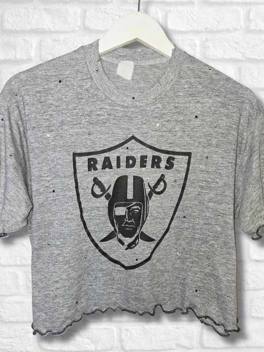 Las Vegas Raiders Ruffle Crop Top- Large