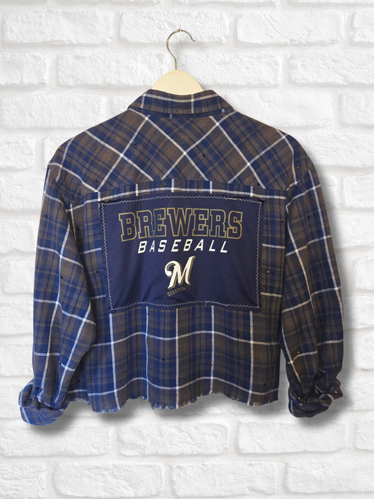 Milwaukee Brewers Crop Flannel- Large