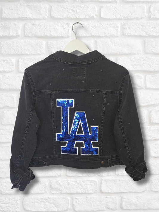 Los Angeles Dodgers Crop Denim Jacket- M/L