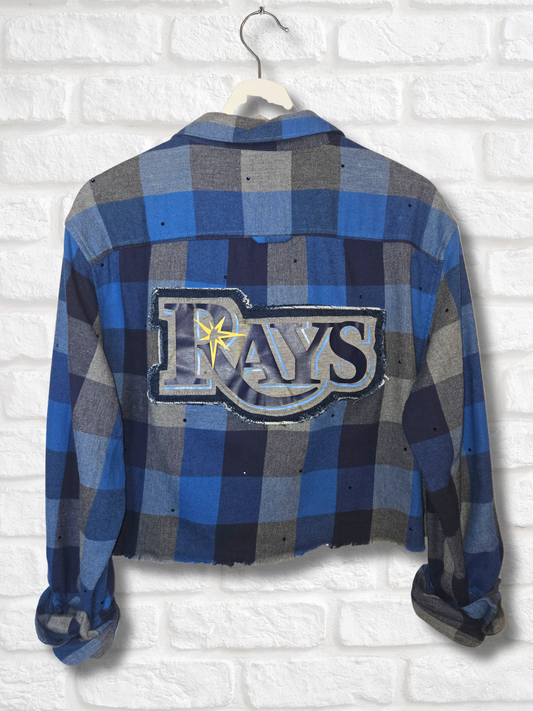 Tampa Bay Rays Rhinestone Crop Flannel - Large