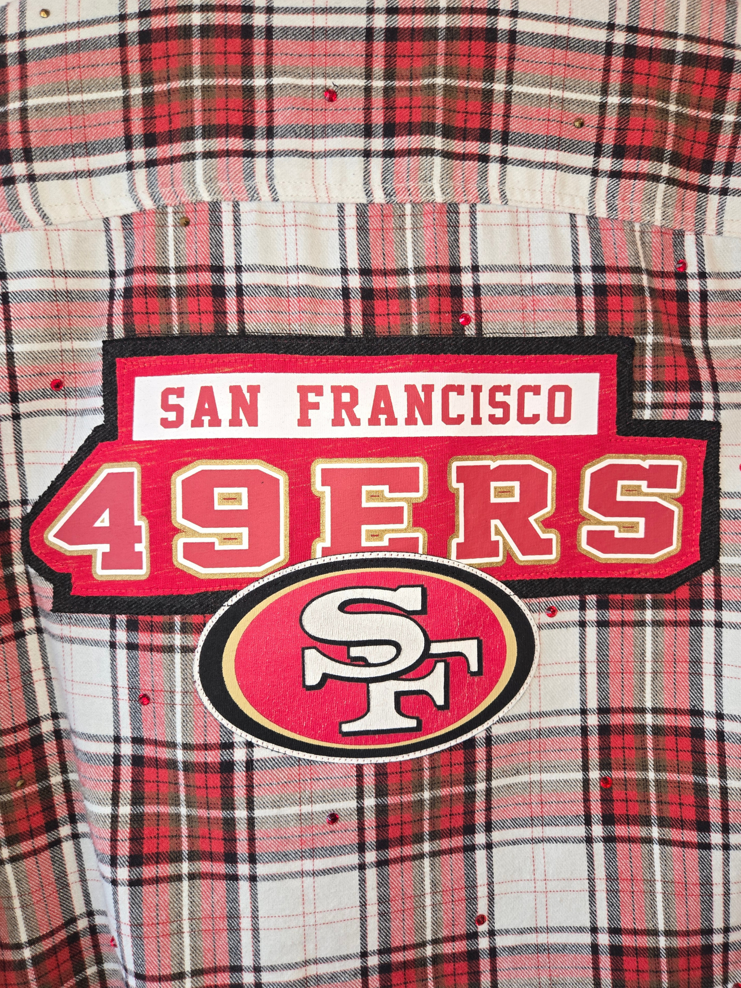 San Francisco 49ers Rhinestone Crop Flannel