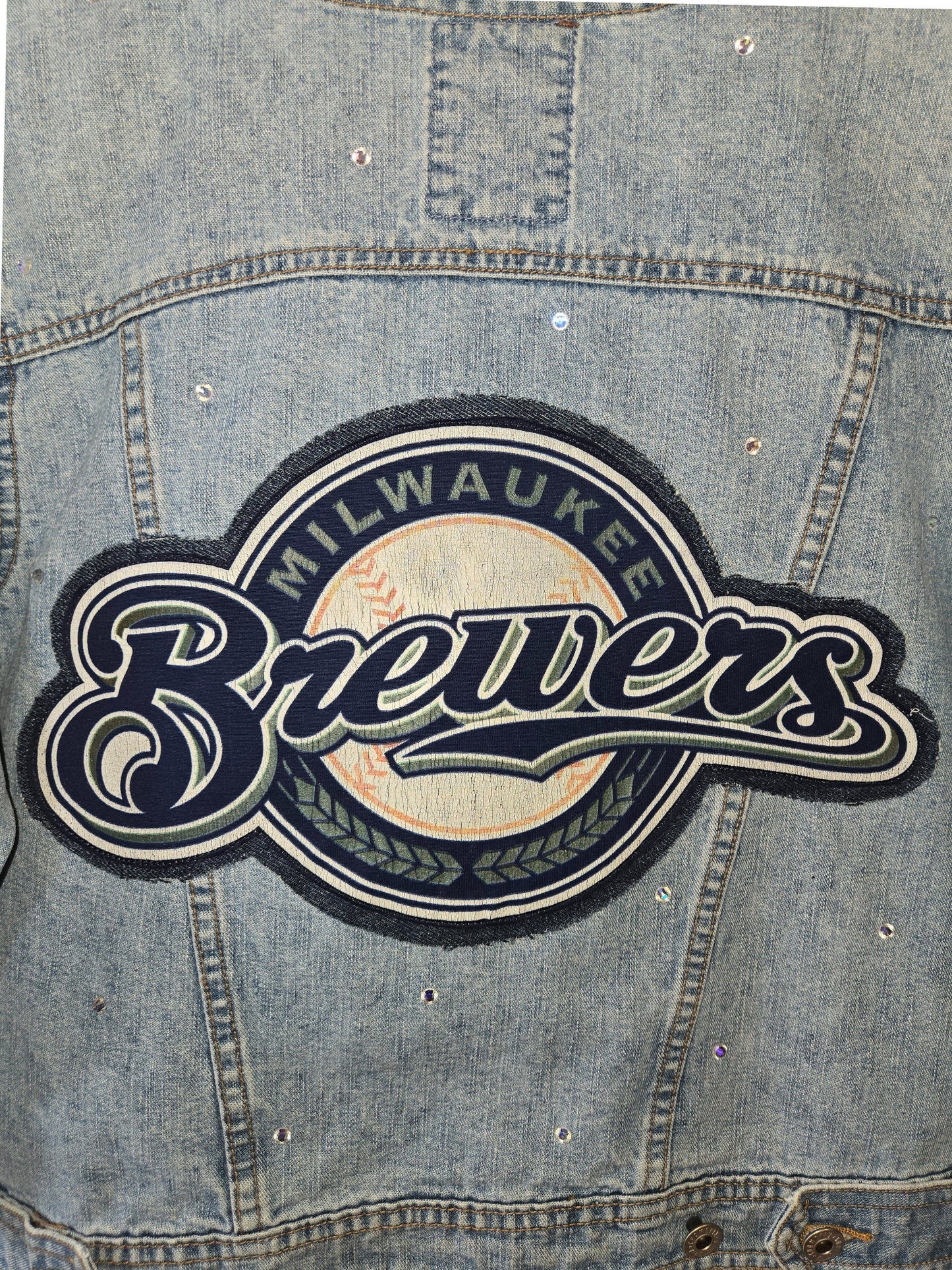 Milwaukee Brewers Crop Denim Jacket