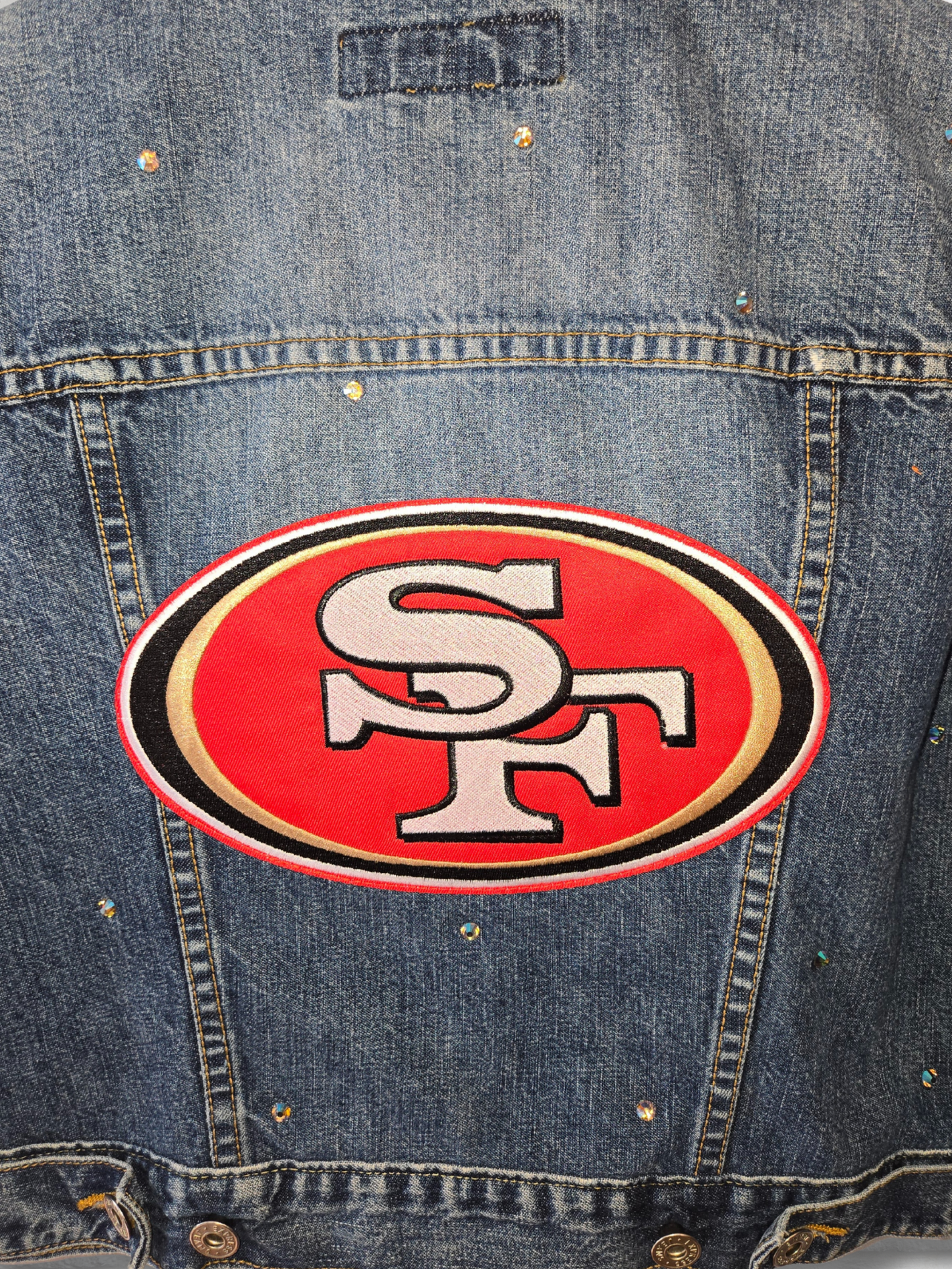 San Francisco 49ers Crop Denim Jacket