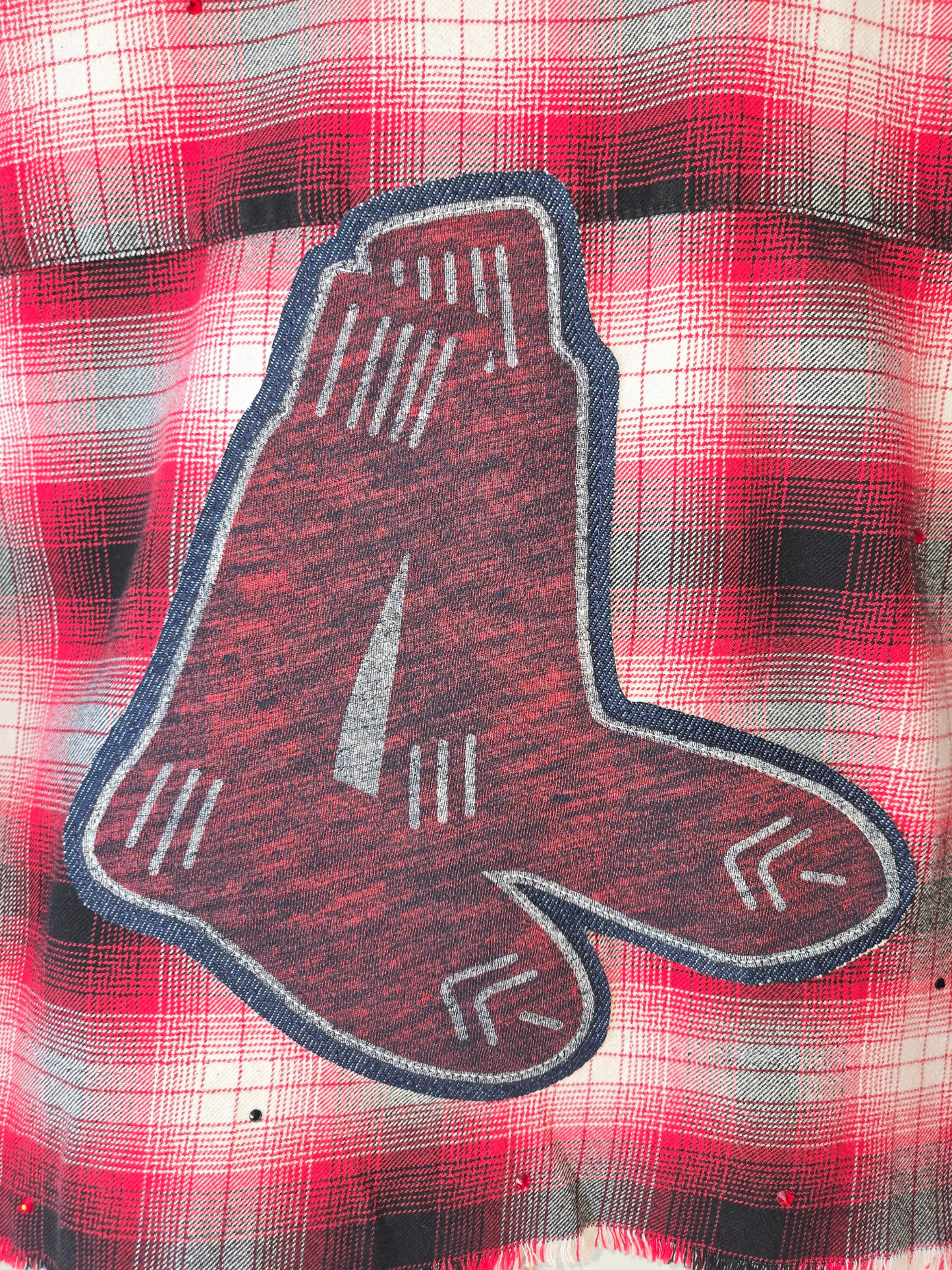 Boston Red Sox Rhinestone Crop Flannel