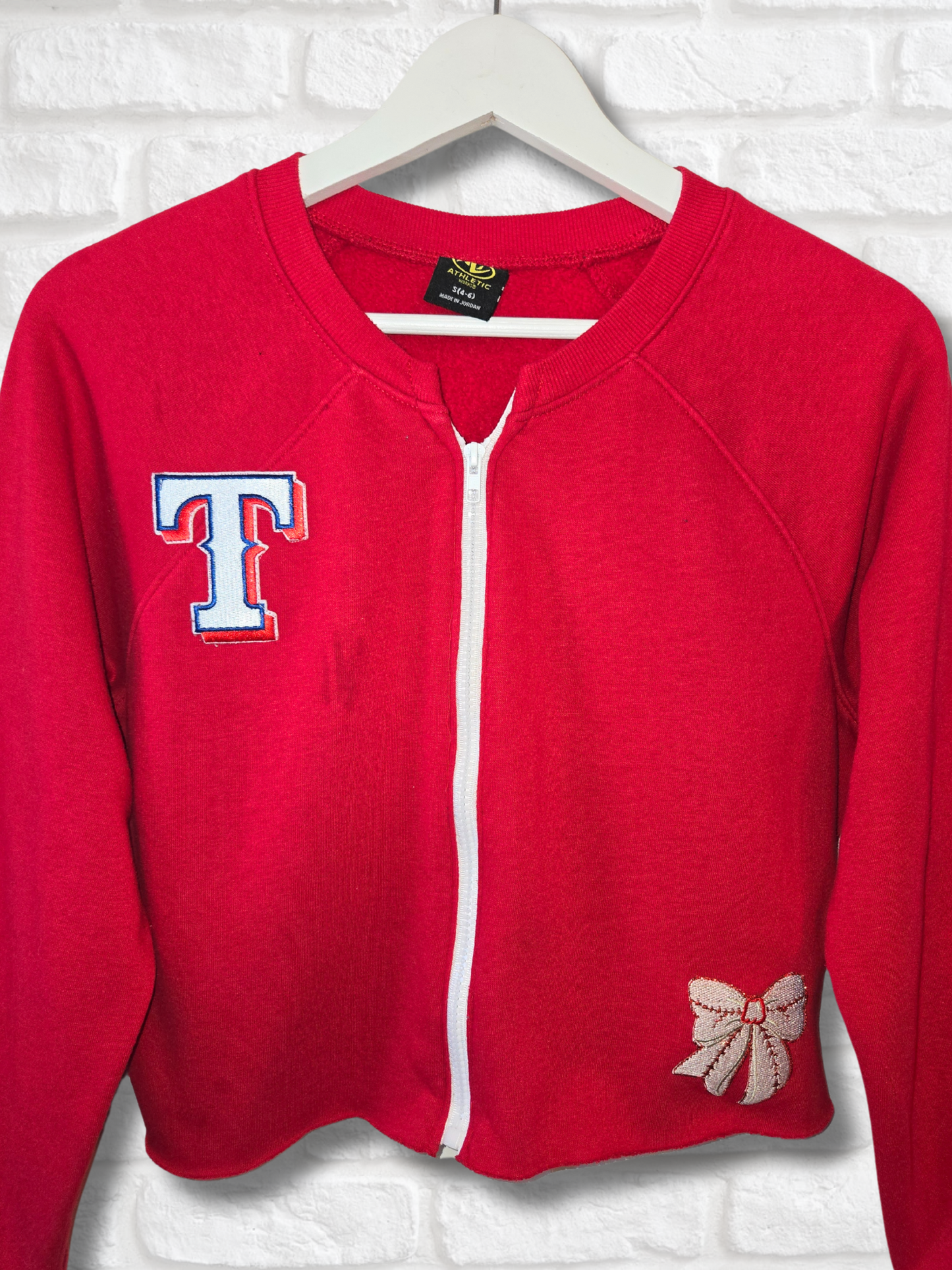 Texas Rangers Crop Zip-Up Sweatshirt