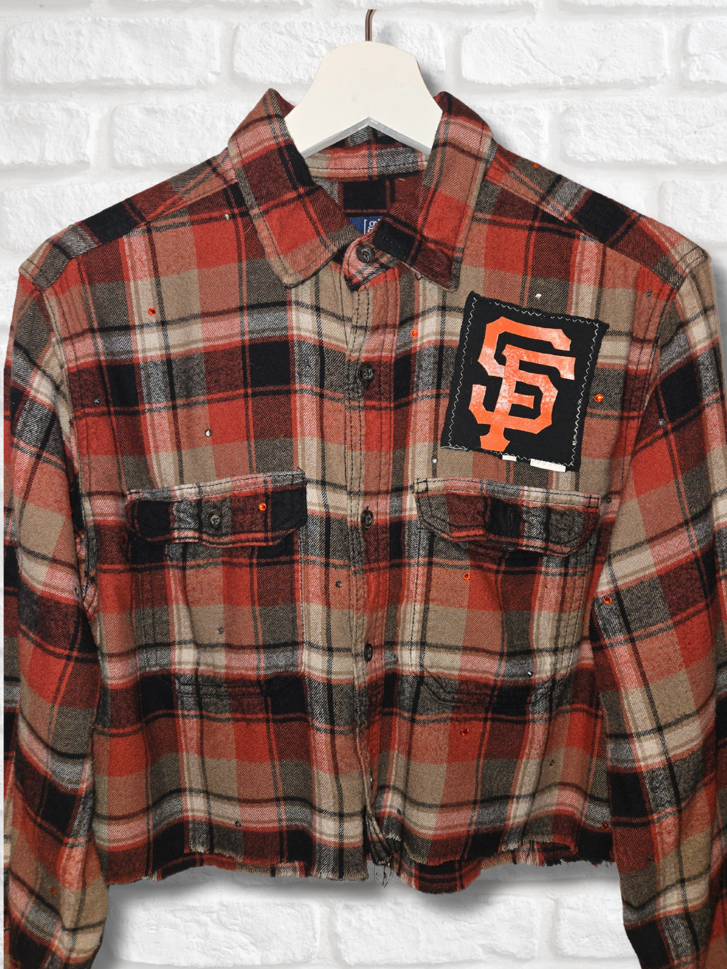 San Francisco Giants Rhinestone Crop Flannel