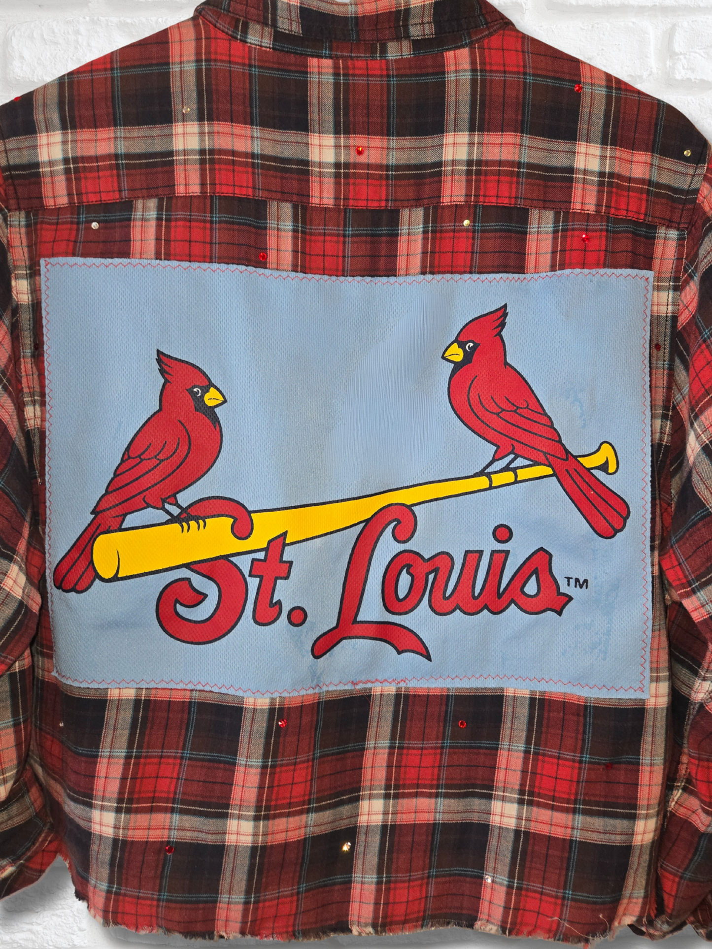 St. Louis Cardinals Rhinestone Crop Flannel