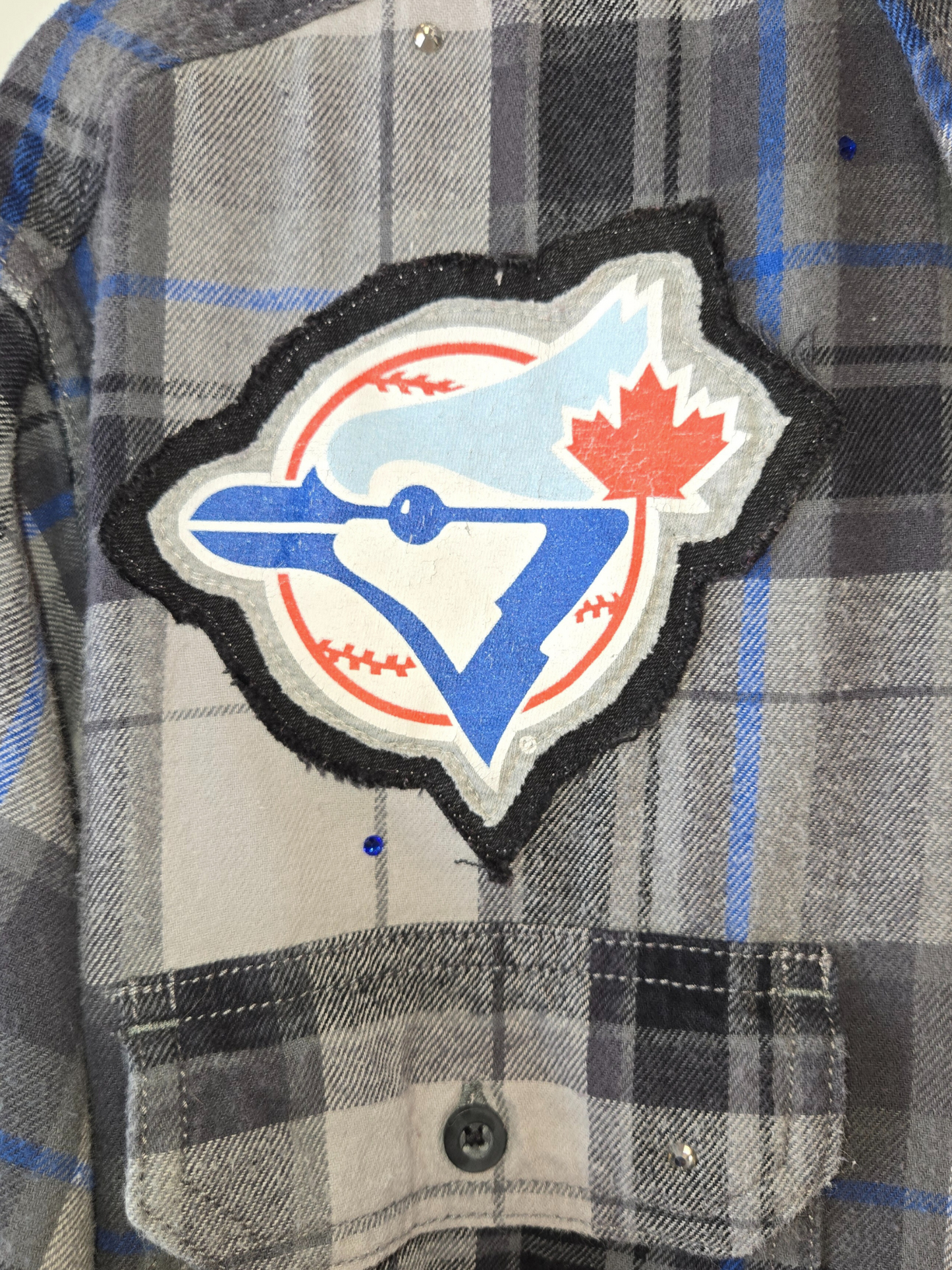 Toronto Blue Jays Rhinestone Crop Flannel