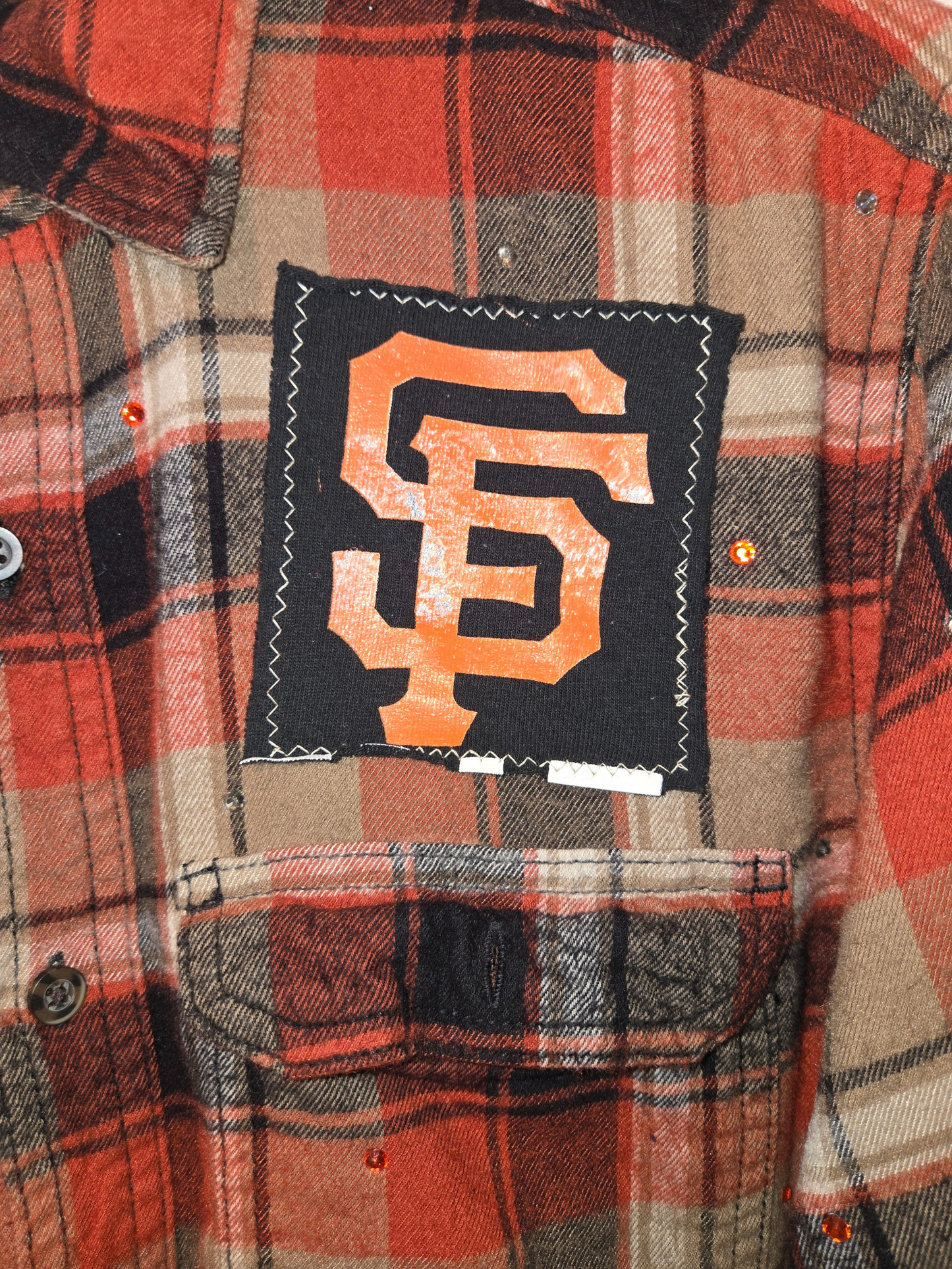 San Francisco Giants Rhinestone Crop Flannel