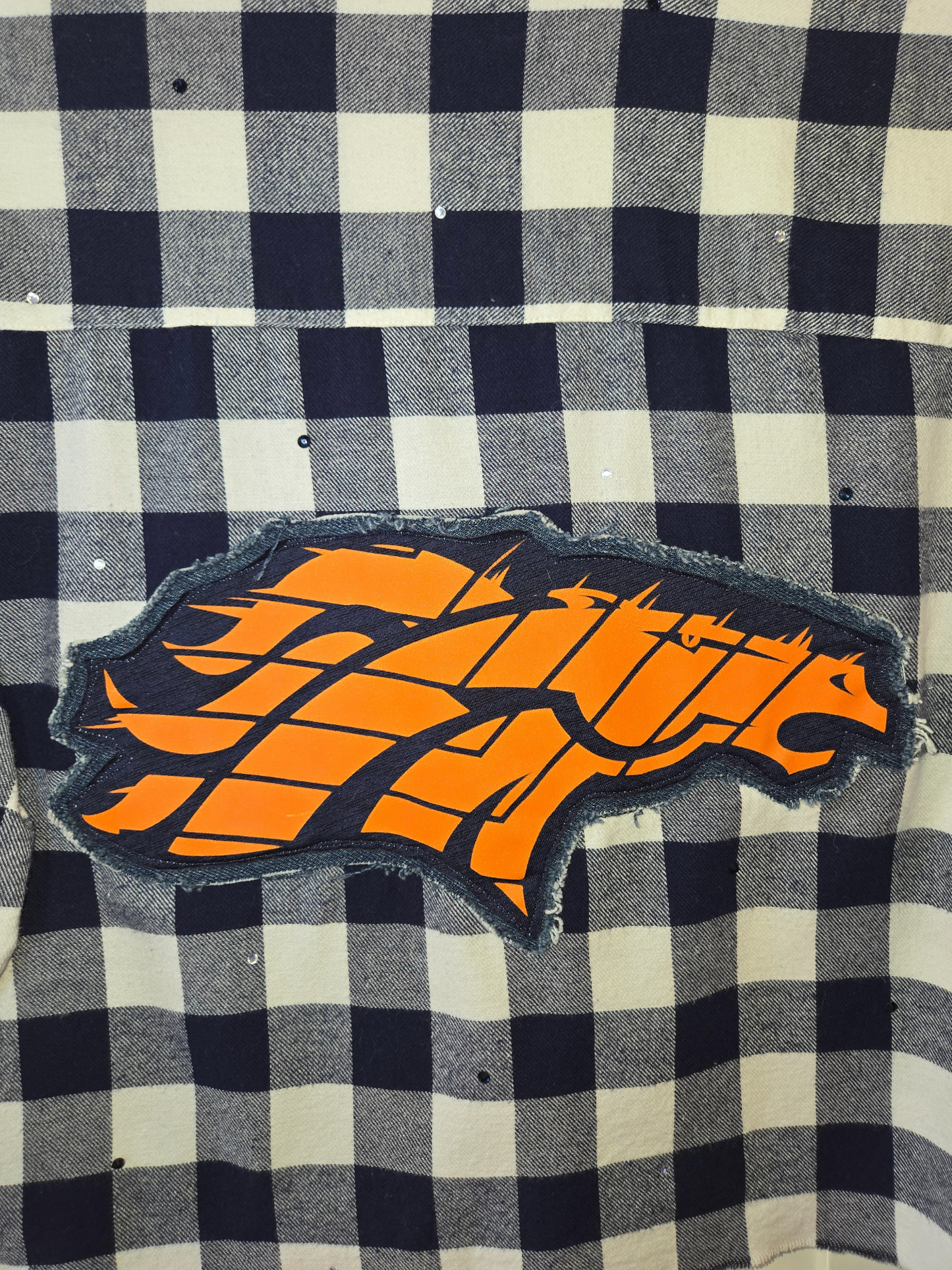 Denver Broncos Rhinestone Crop Flannel