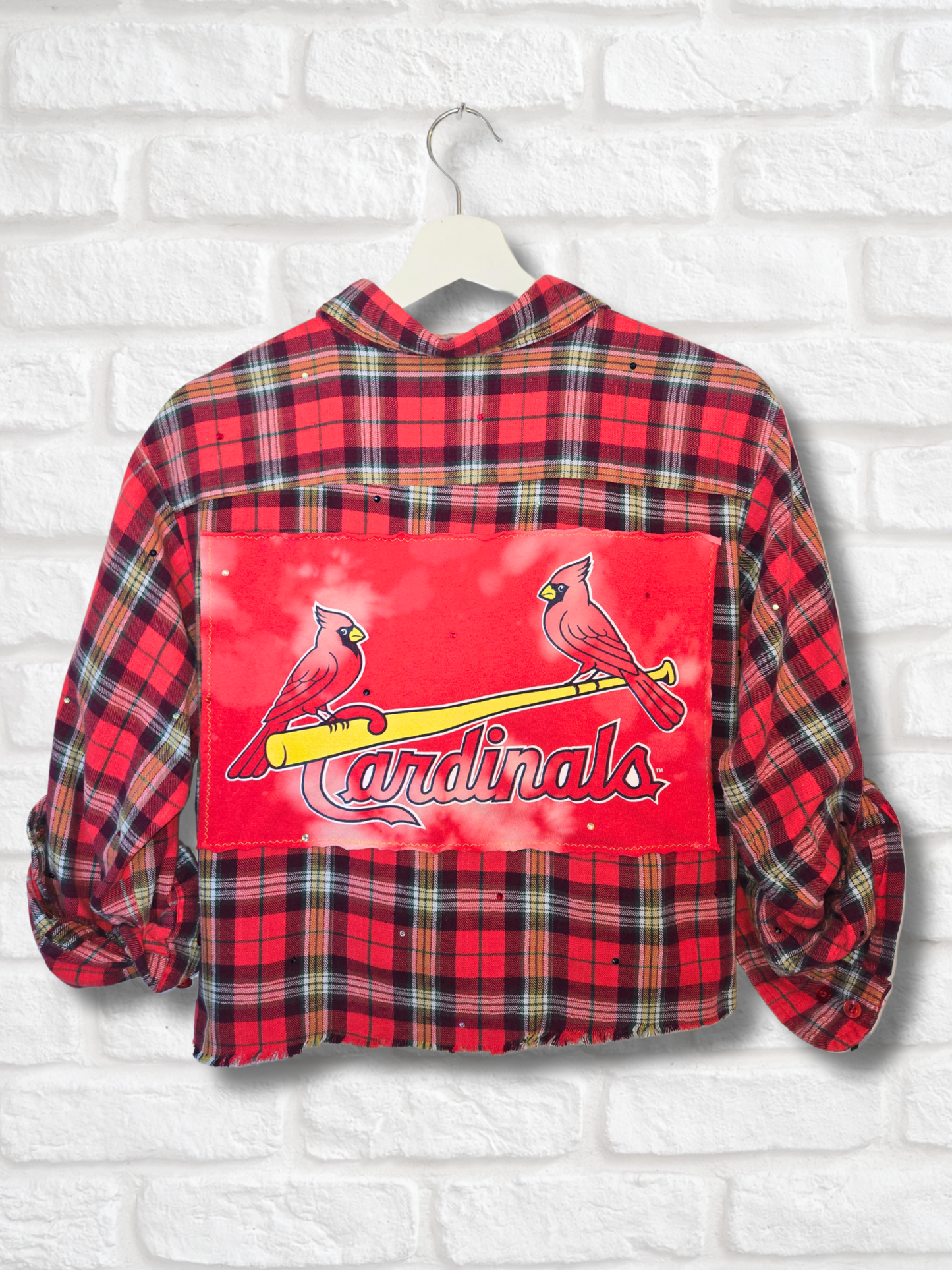St. Louis Cardinals Rhinestone Crop Flannel