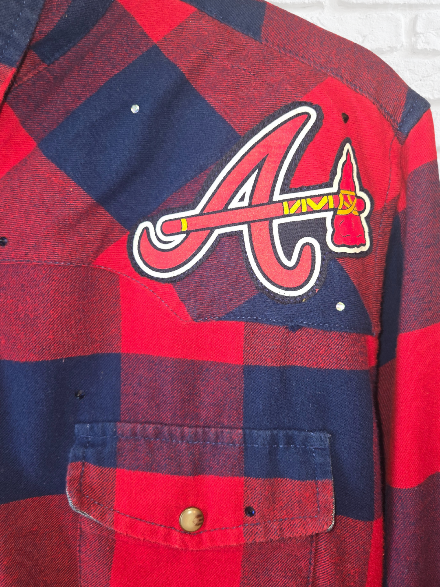Atlanta Braves Crop Rhinestone Flannel