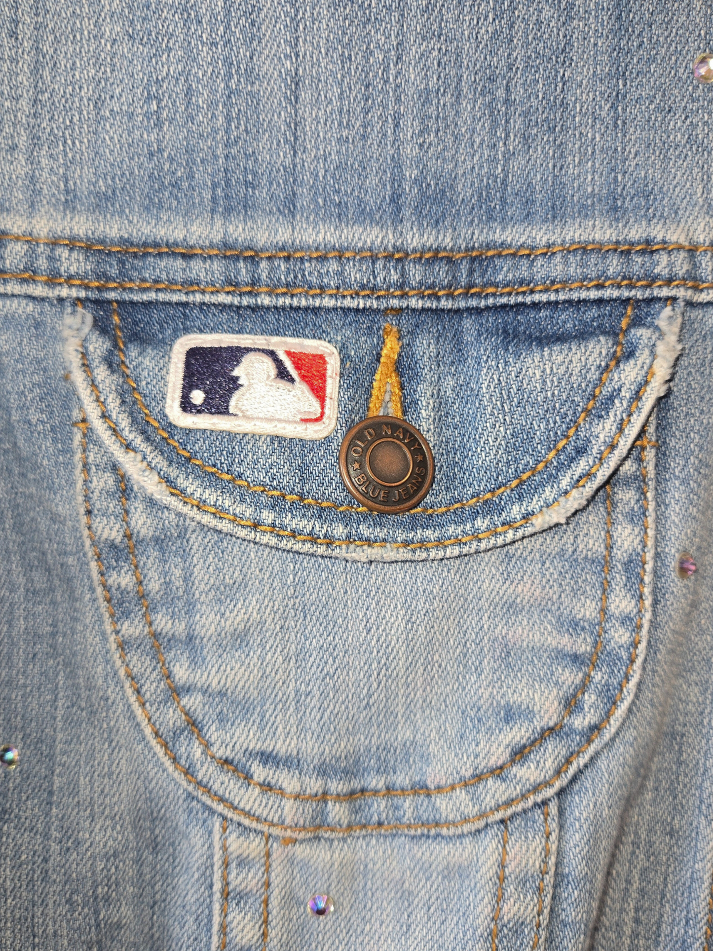 Los Angeles Dodgers Rhinestone Crop Denim Jacket