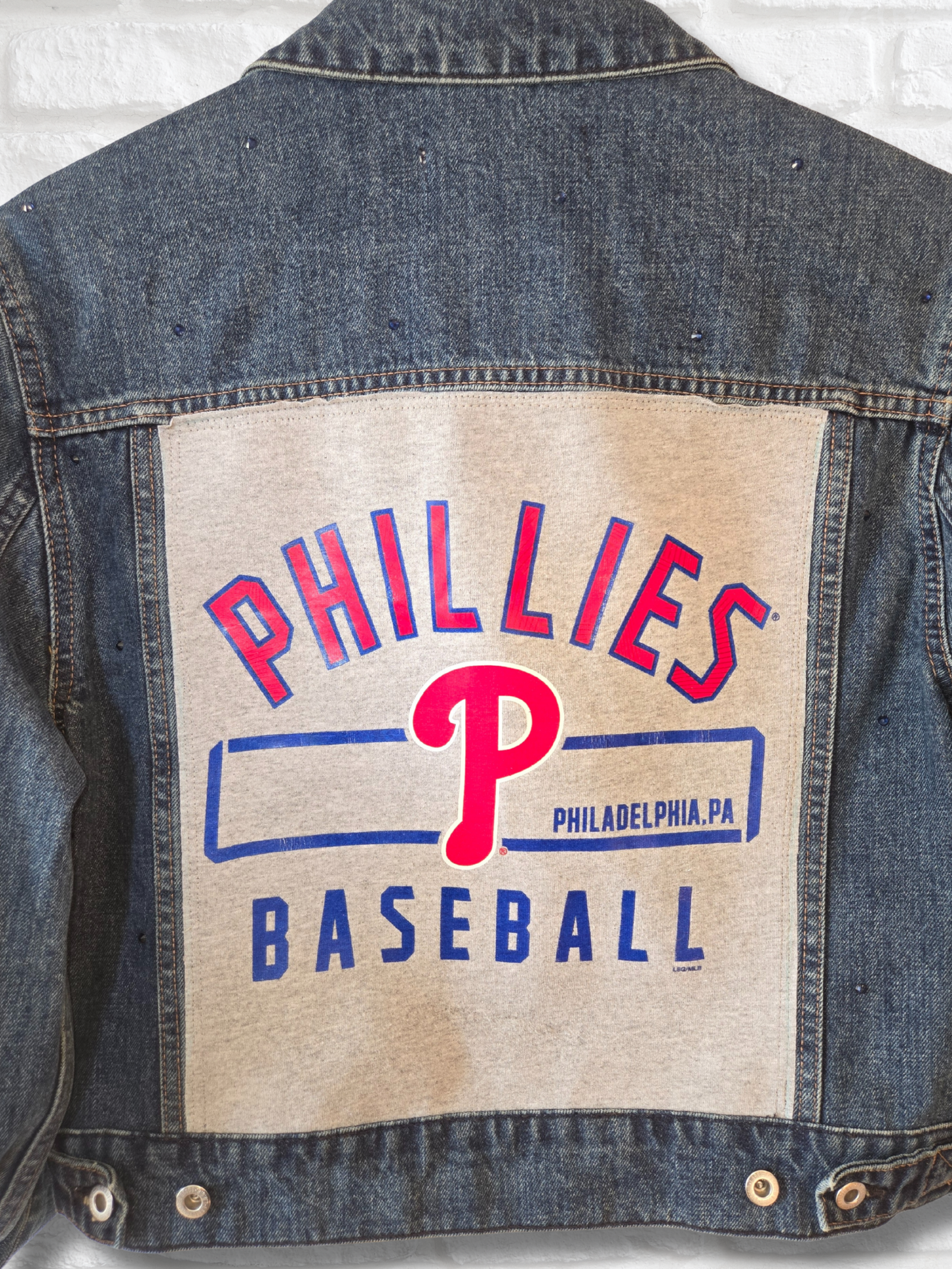 Philadelphia Phillies Rhinestone Crop Denim Jacket