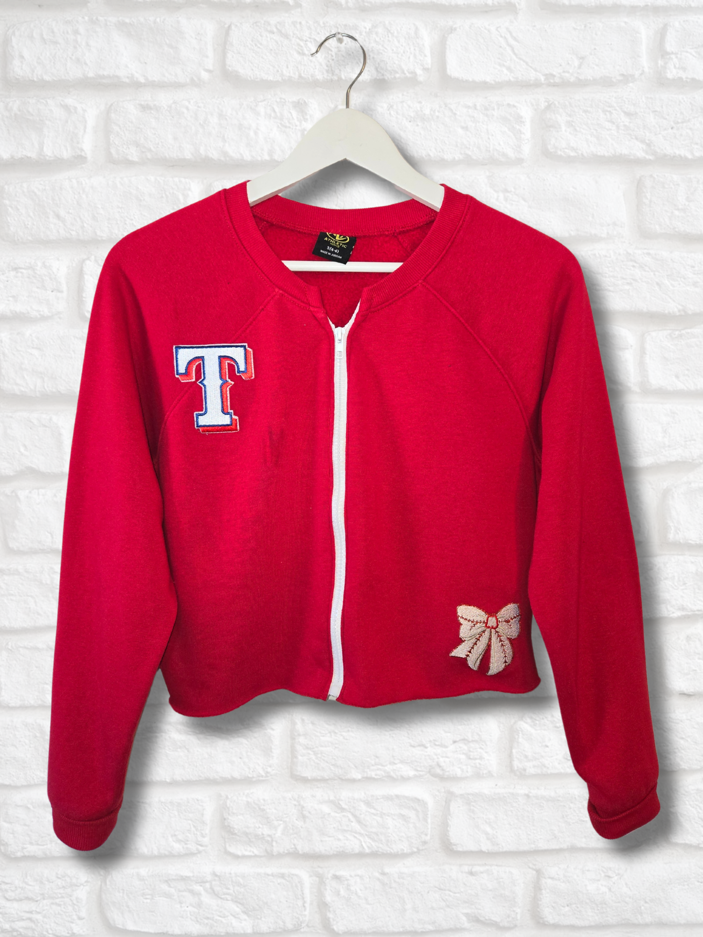 Texas Rangers Crop Zip-Up Sweatshirt