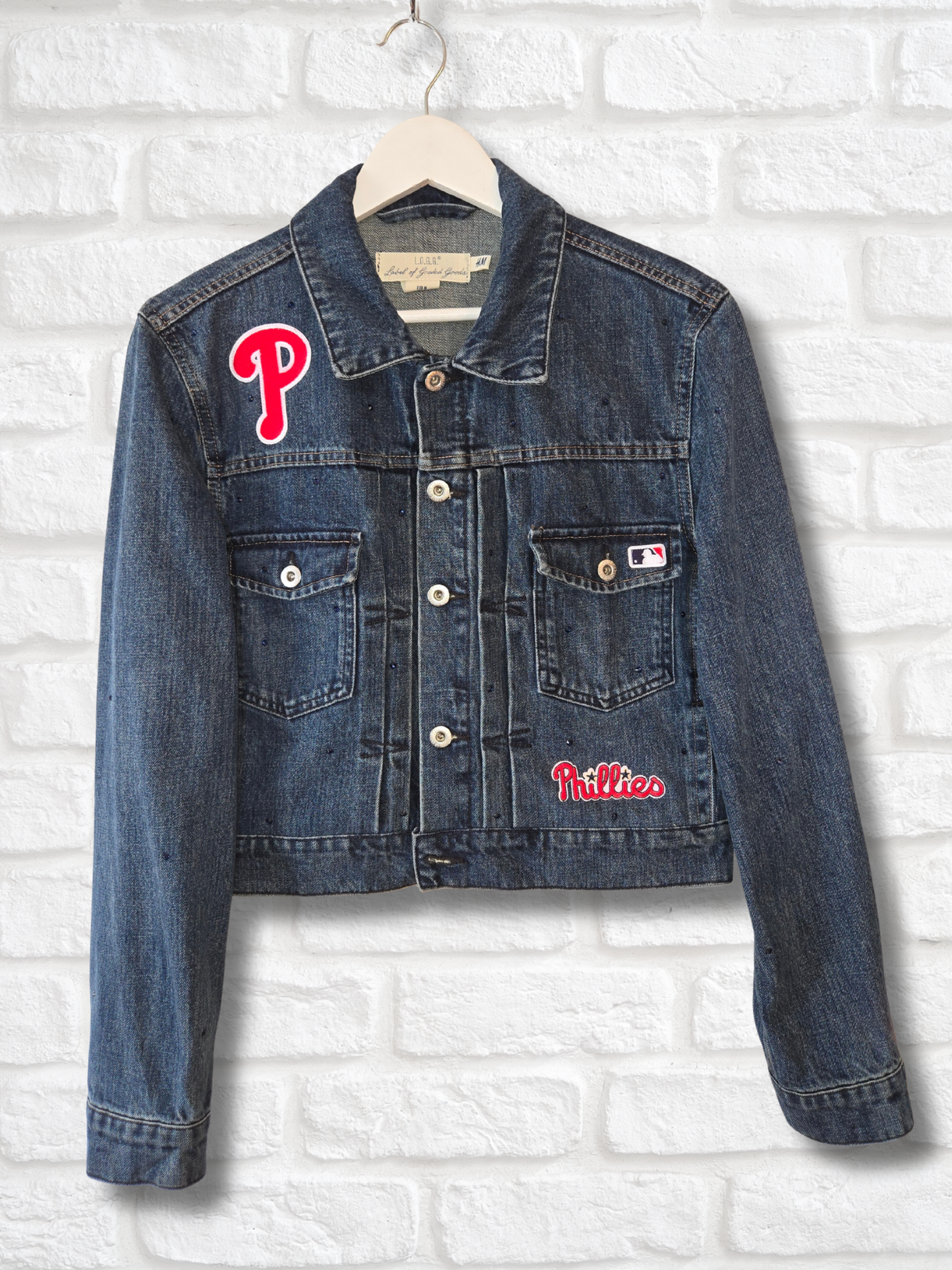 Philadelphia Phillies Rhinestone Crop Denim Jacket