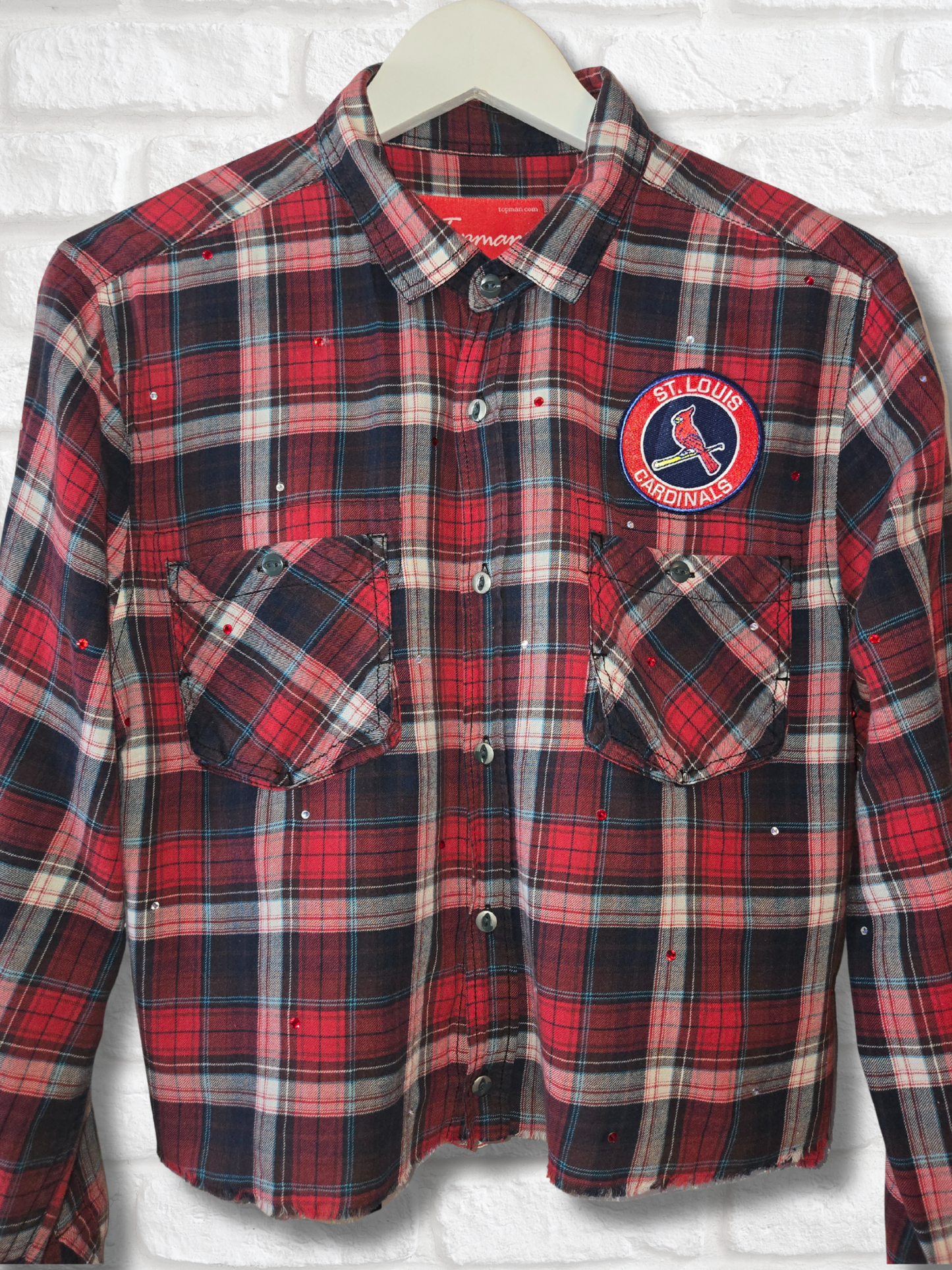 St. Louis Cardinals Rhinestone Crop Flannel