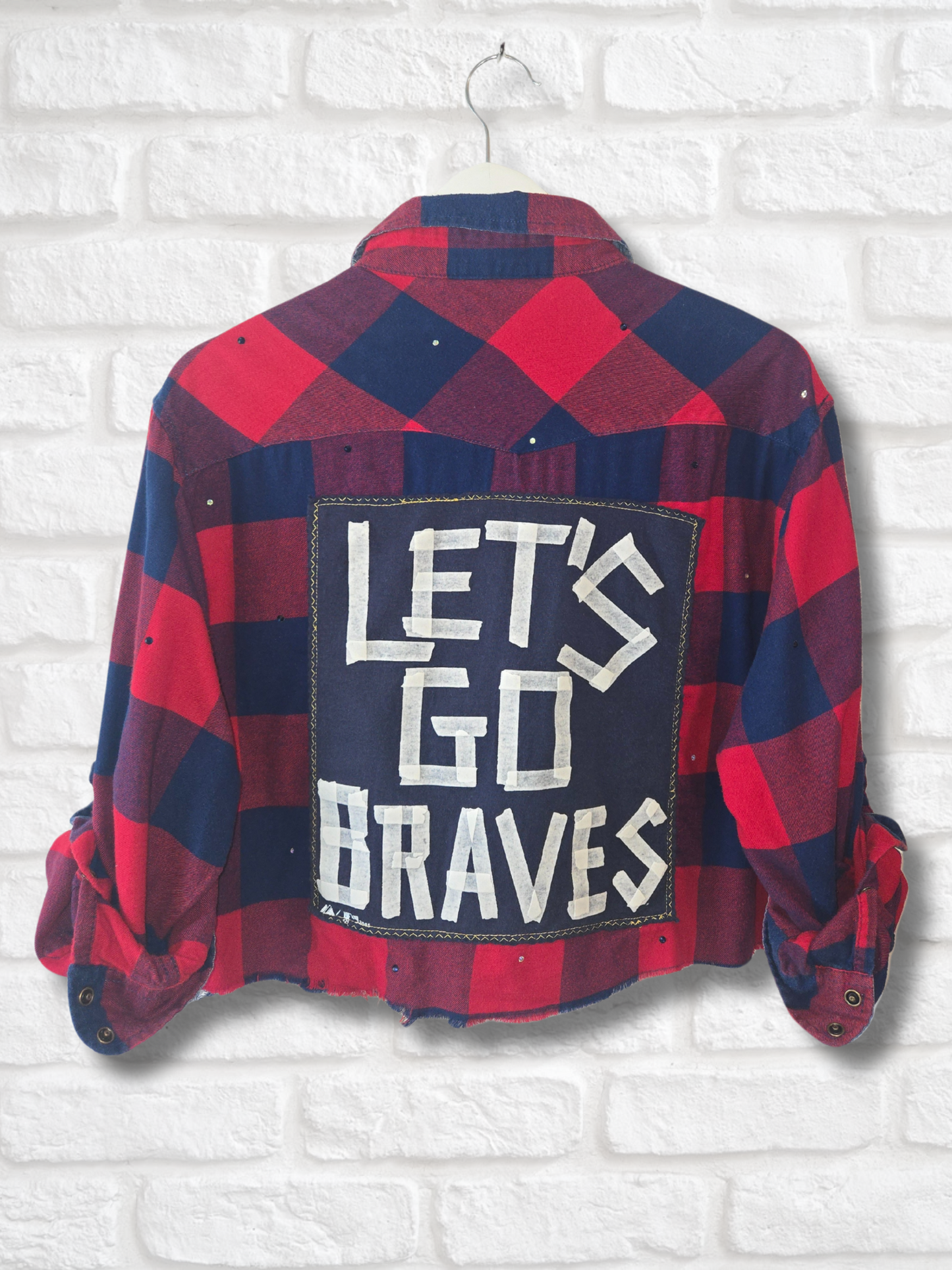 Atlanta Braves Crop Rhinestone Flannel