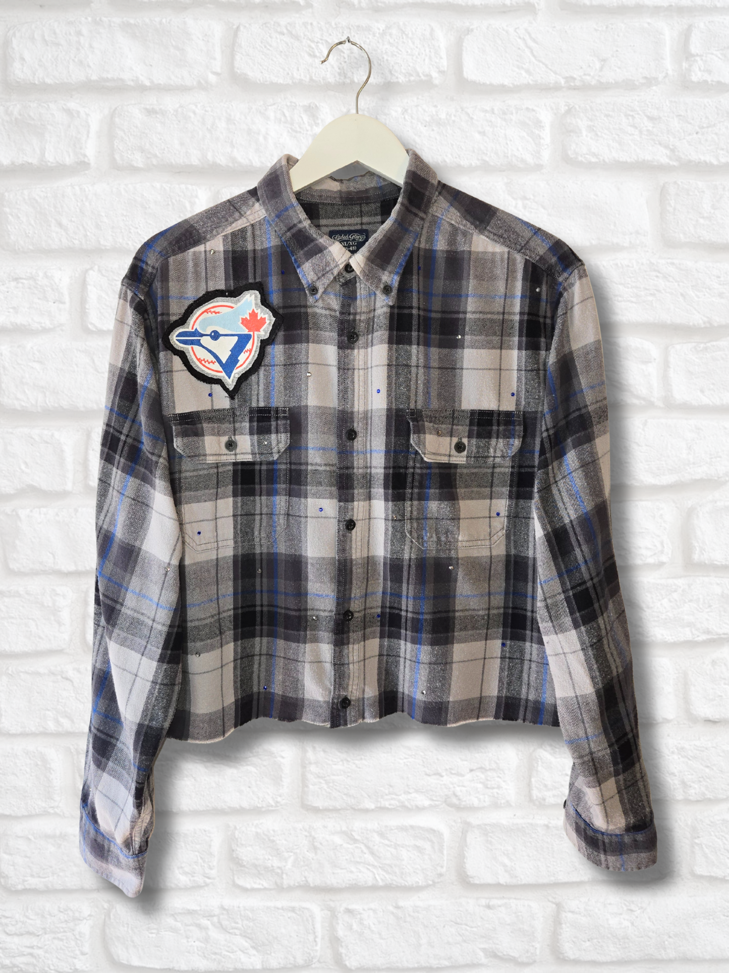 Toronto Blue Jays Rhinestone Crop Flannel