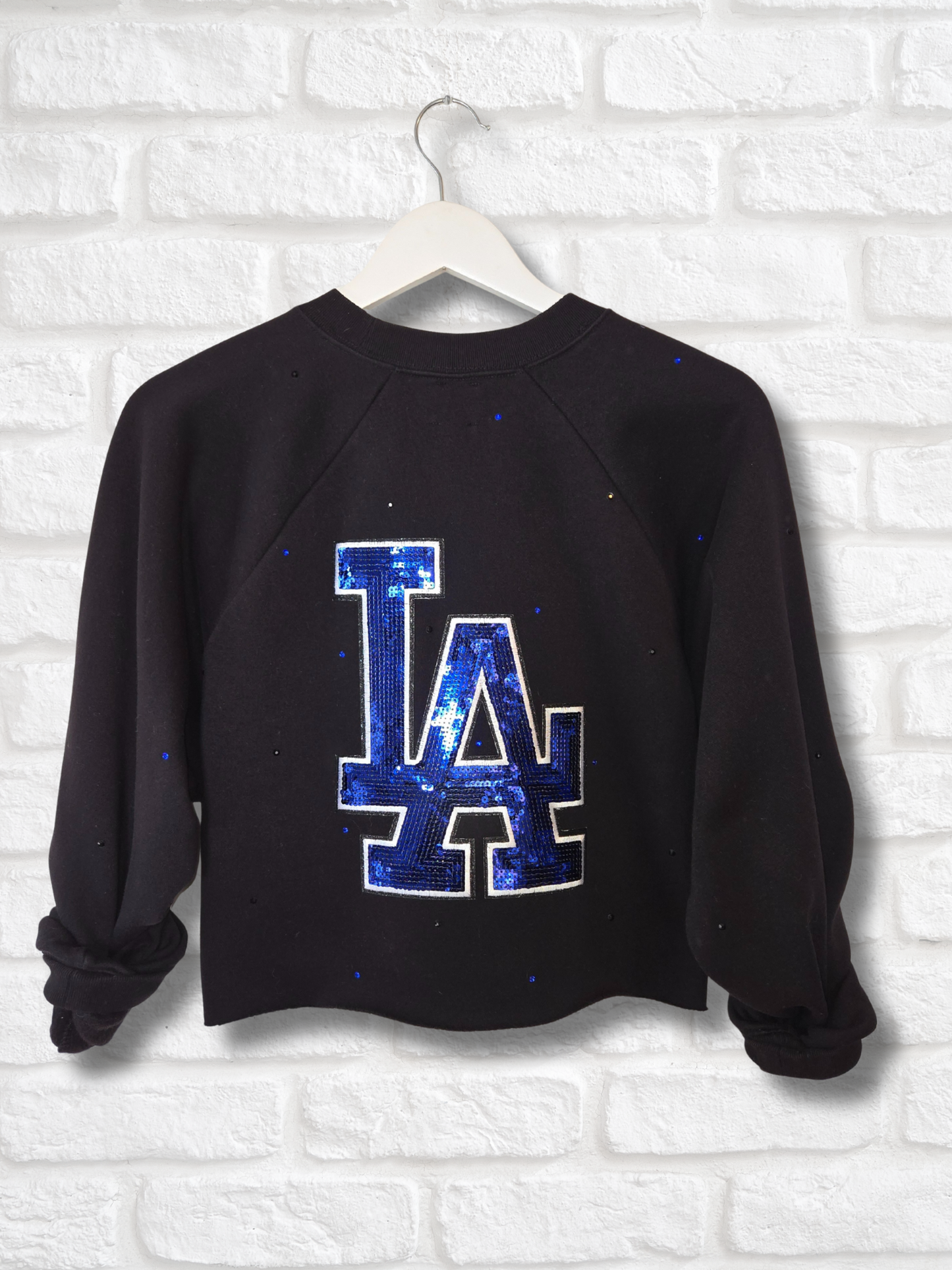 Los Angeles Dodgers Crop Rhinestone Zip-Up Sweatshirt