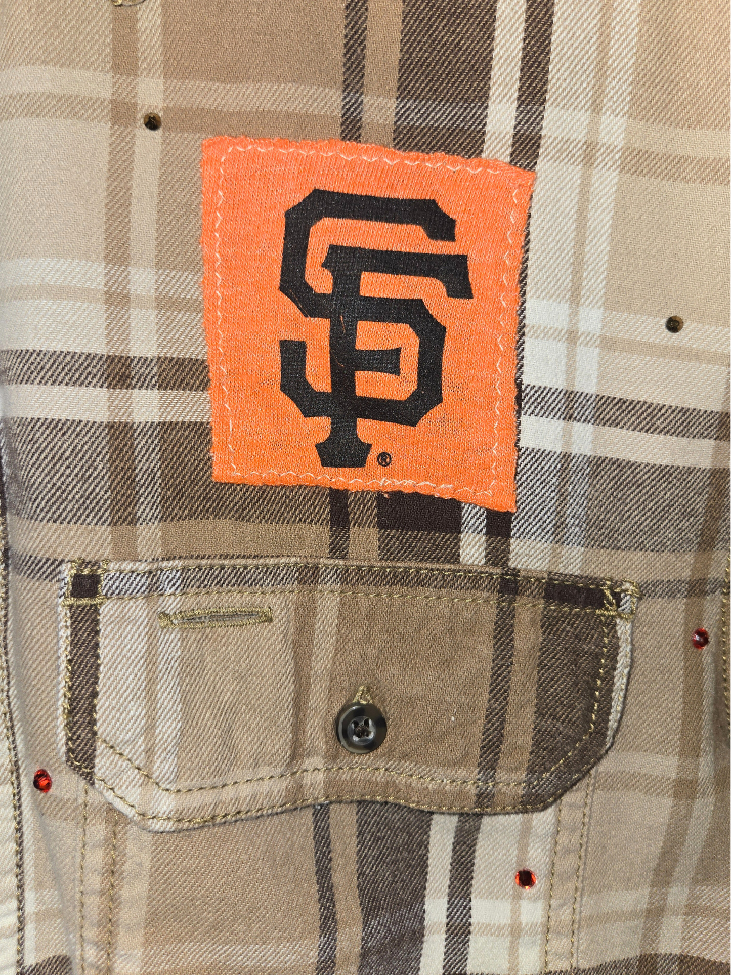 San Francisco Giants Rhinestone Crop Flannel