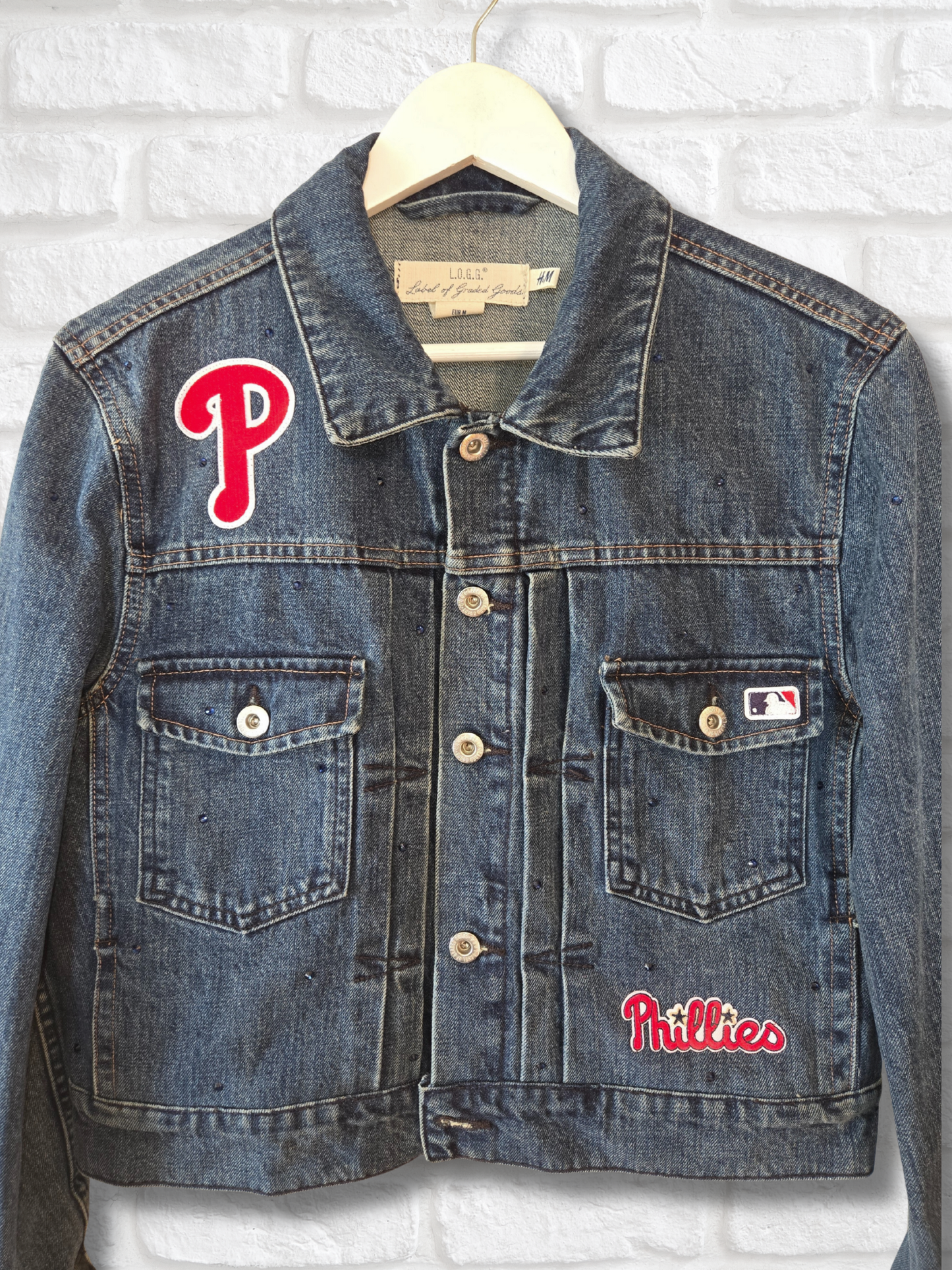Philadelphia Phillies Rhinestone Crop Denim Jacket