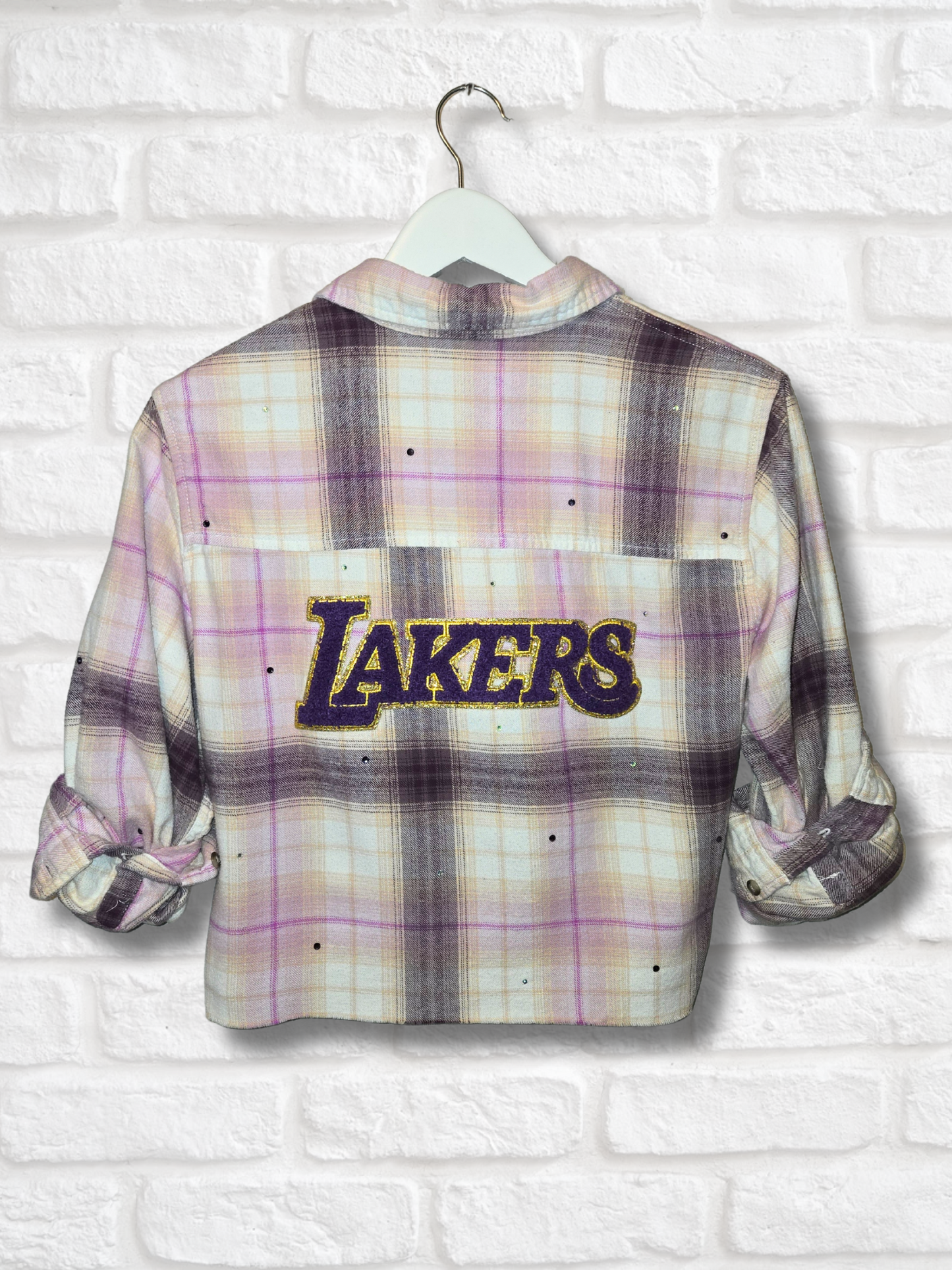 Los Angeles Lakers Rhinestone Crop Flannel