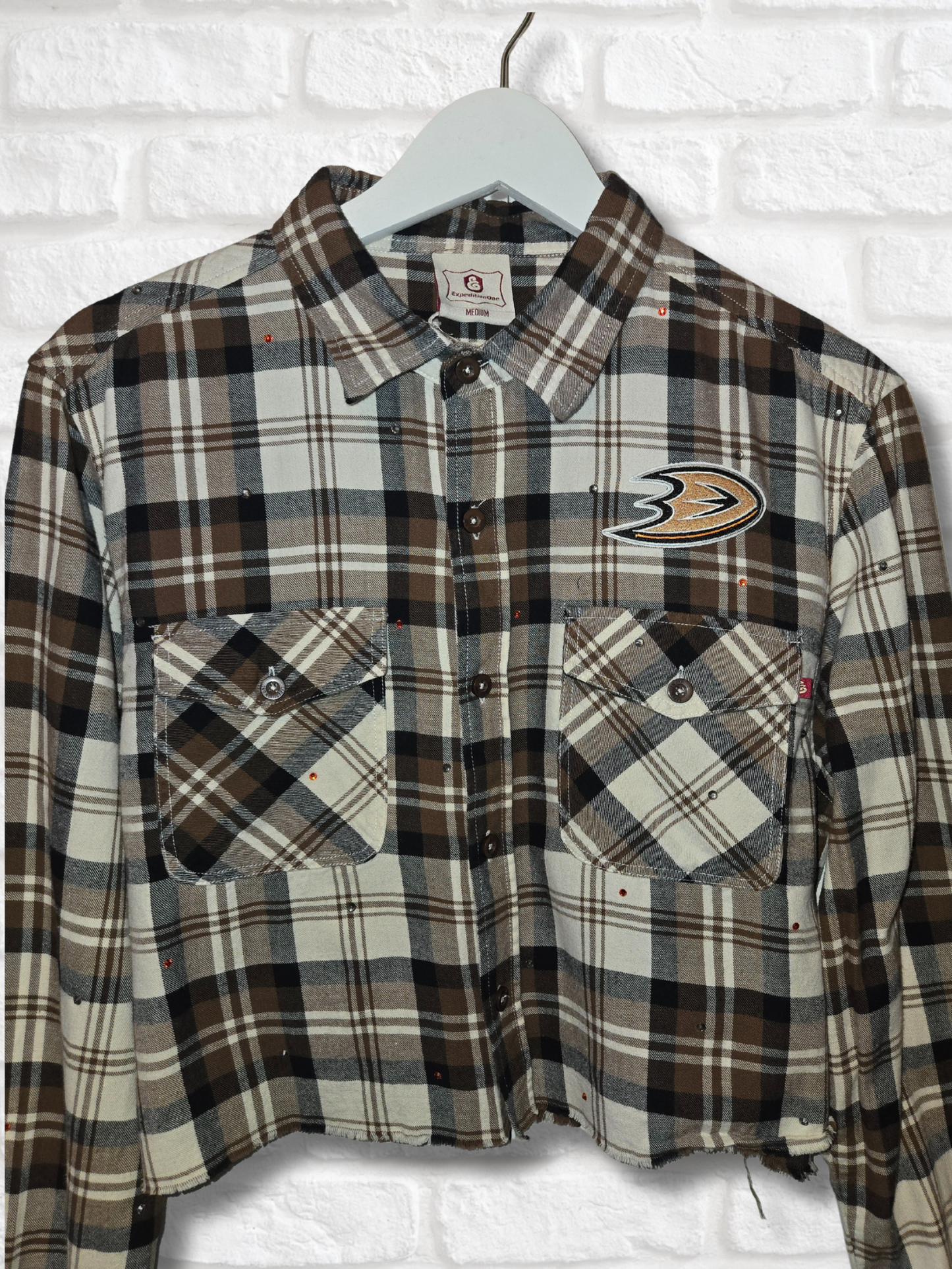 Anaheim Ducks Rhinestone Crop Flannel