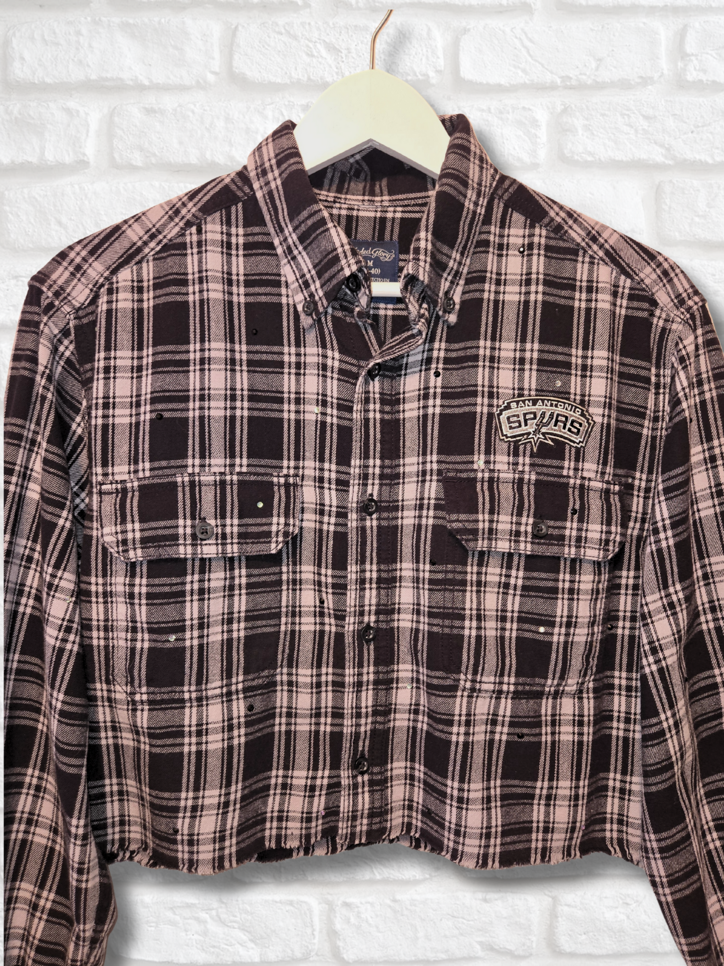 San Antonio Spurs Rhinestone Crop Flannel