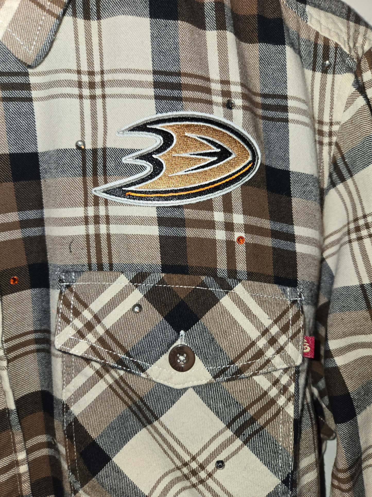 Anaheim Ducks Rhinestone Crop Flannel