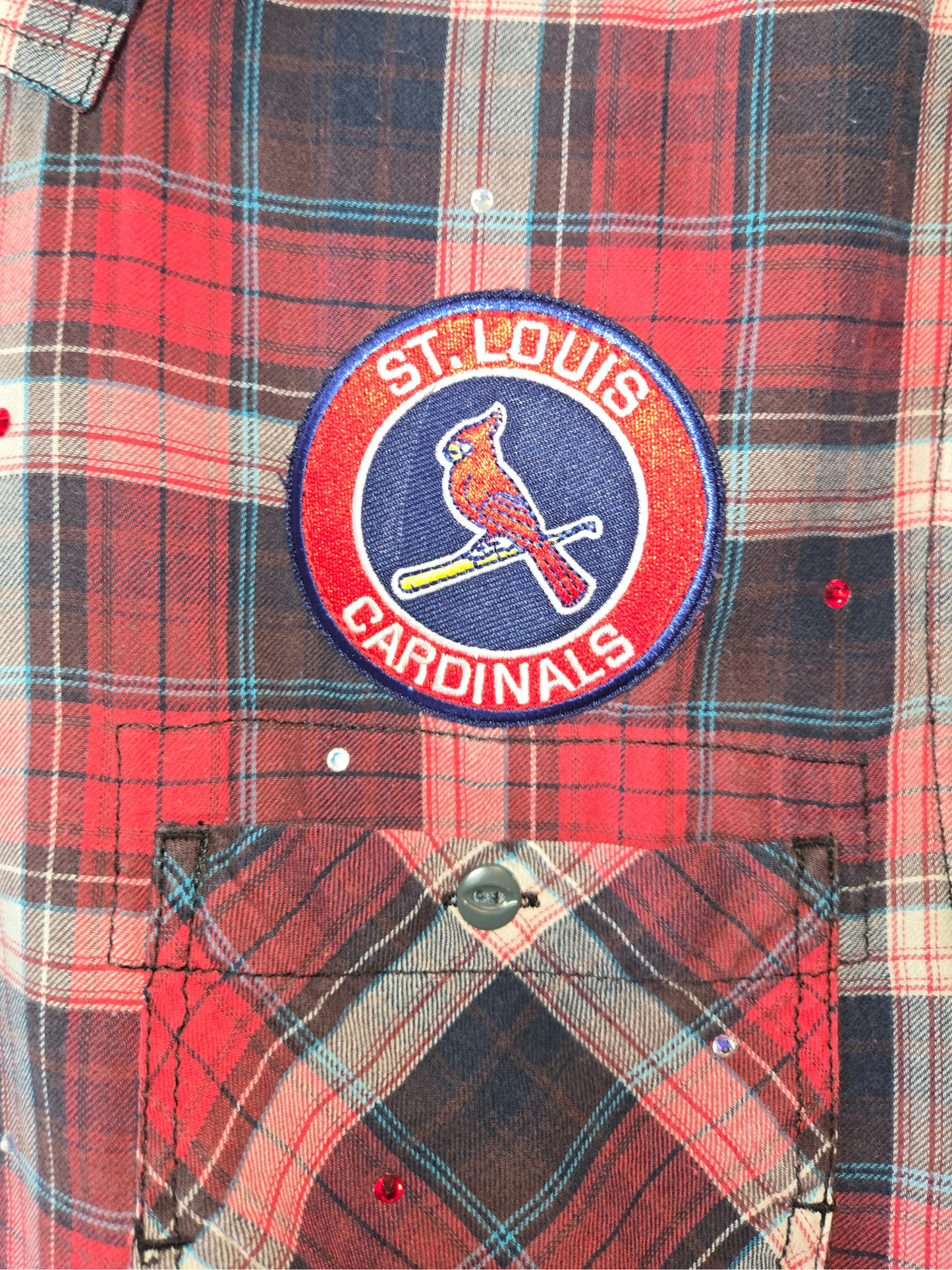 St. Louis Cardinals Rhinestone Crop Flannel
