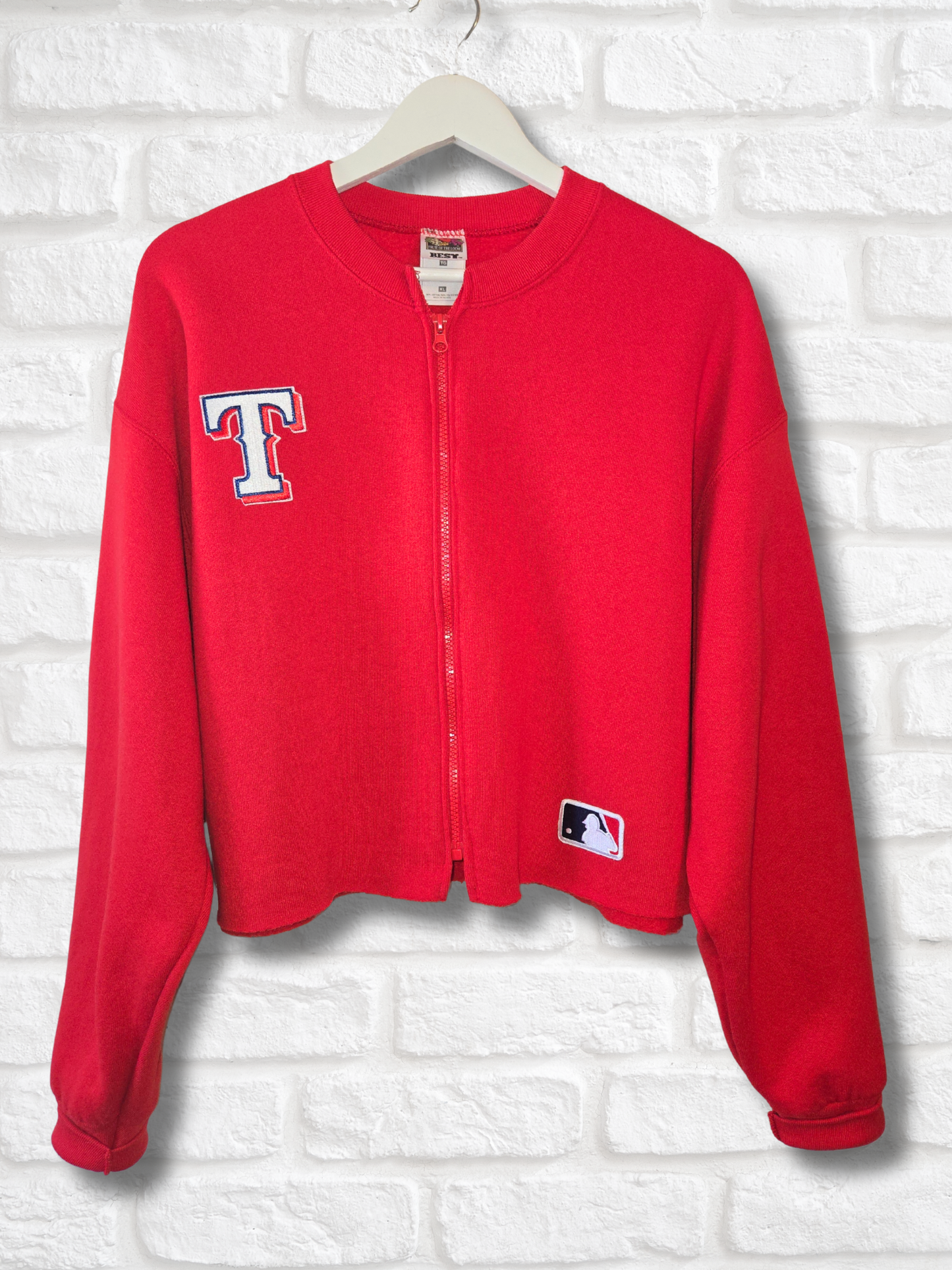 Texas Rangers Zip-Up Crop Sweatshirt