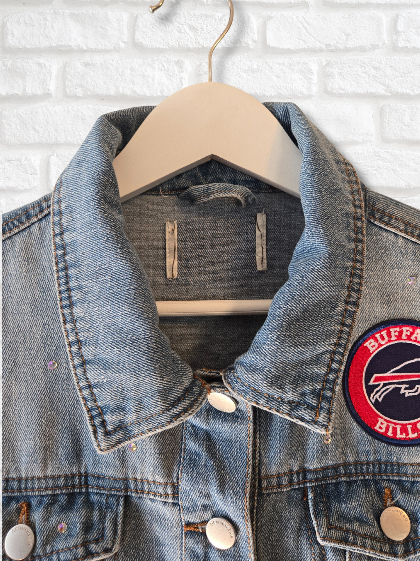 Buffalo Bills Rhinestone Crop Denim Jacket