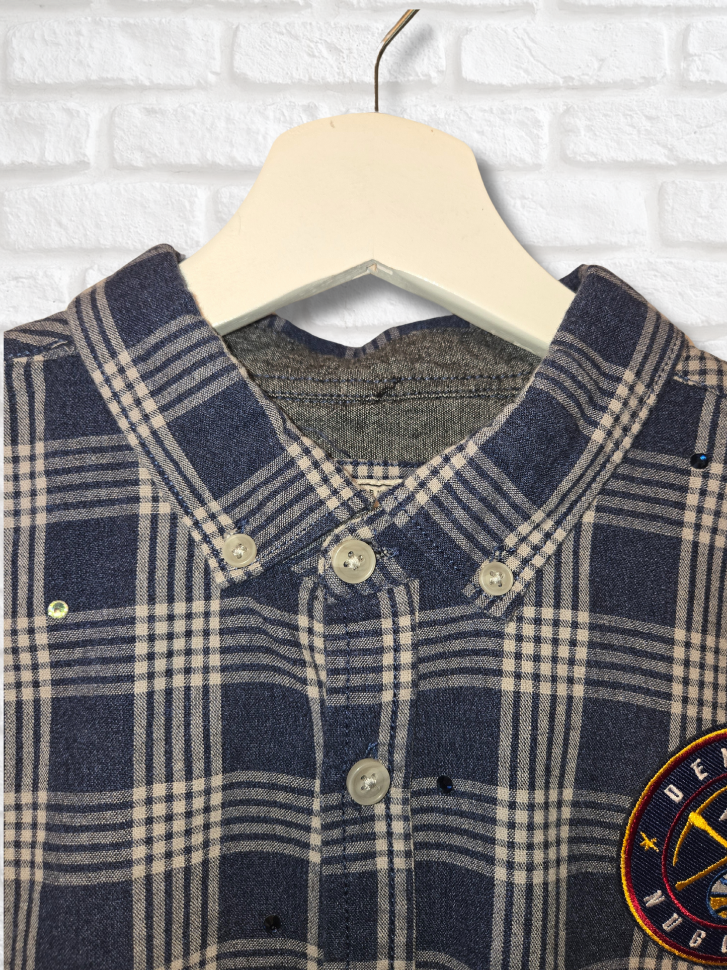 Denver Nuggets Rhinestone Crop Flannel