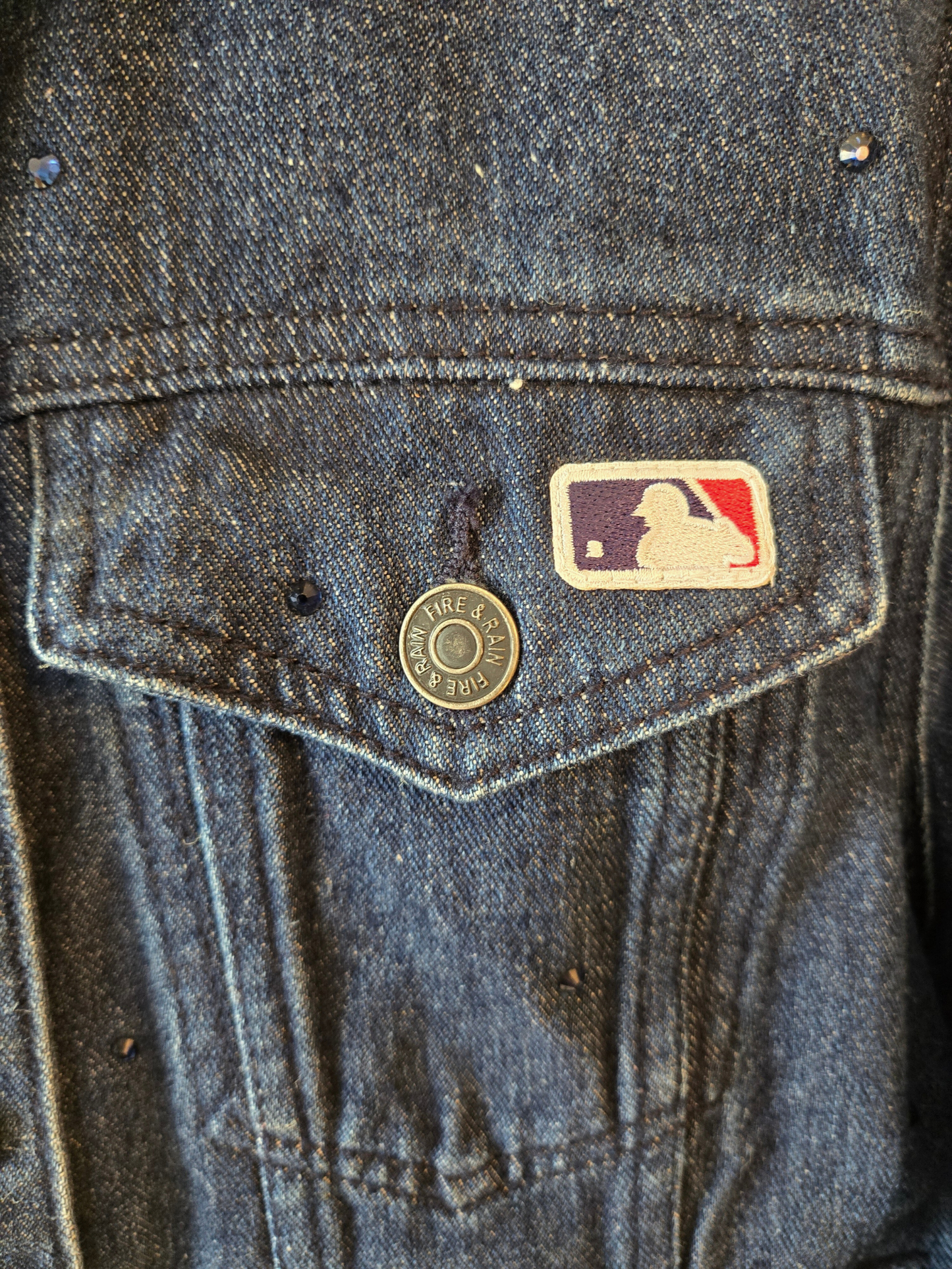 New York Yankees Rhinestone Crop Denim Jacket