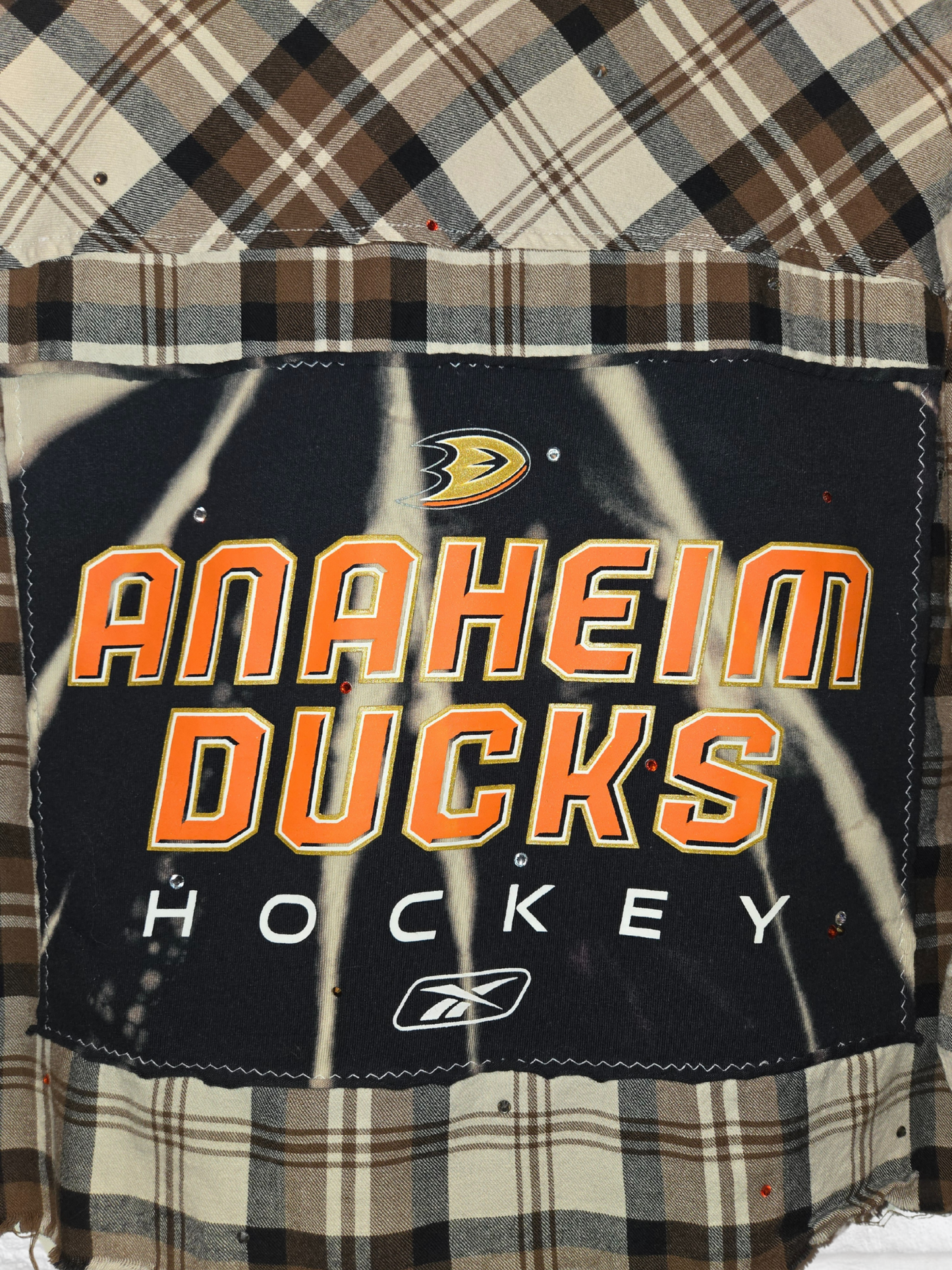 Anaheim Ducks Rhinestone Crop Flannel