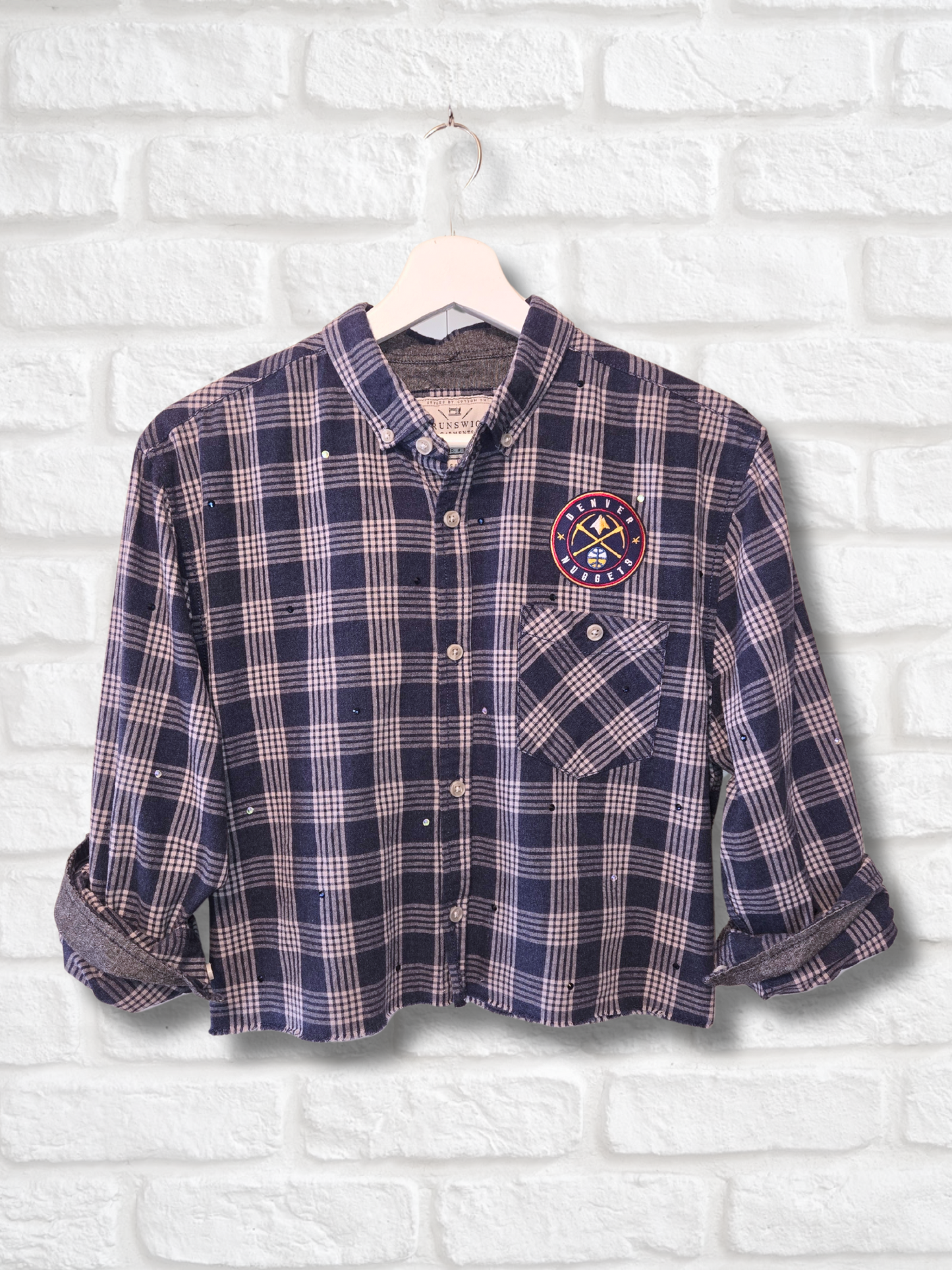 Denver Nuggets Rhinestone Crop Flannel