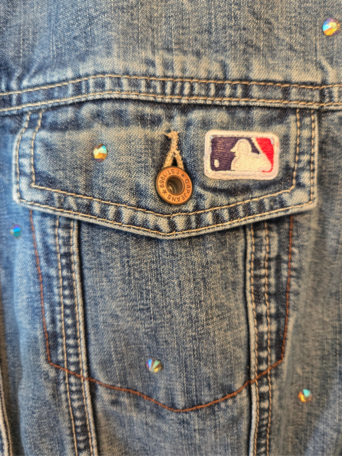 New York Mets Crop Rhinestone Jacket