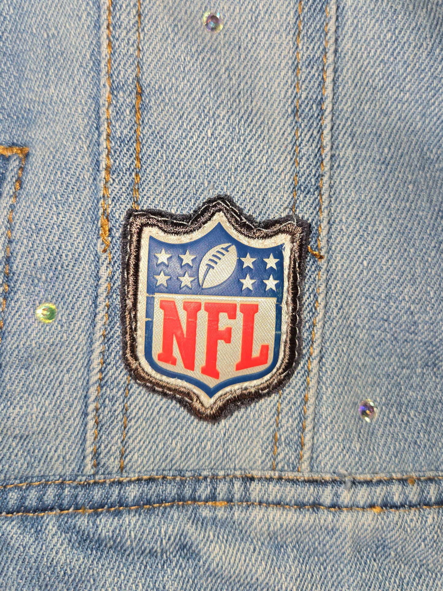 Buffalo Bills Rhinestone Crop Denim Jacket