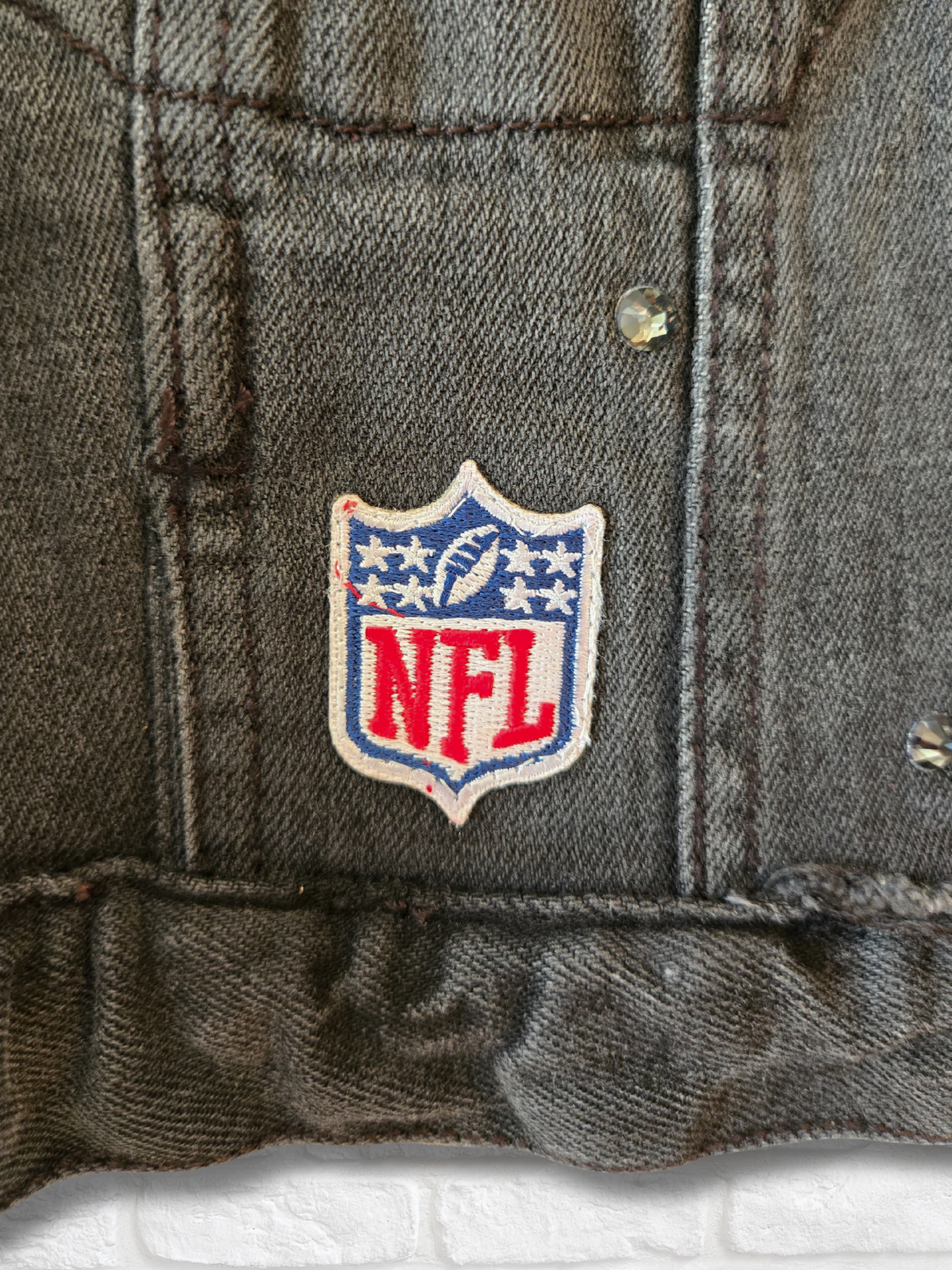 Kansas City Chiefs Rhinestone Crop Denim Jacket