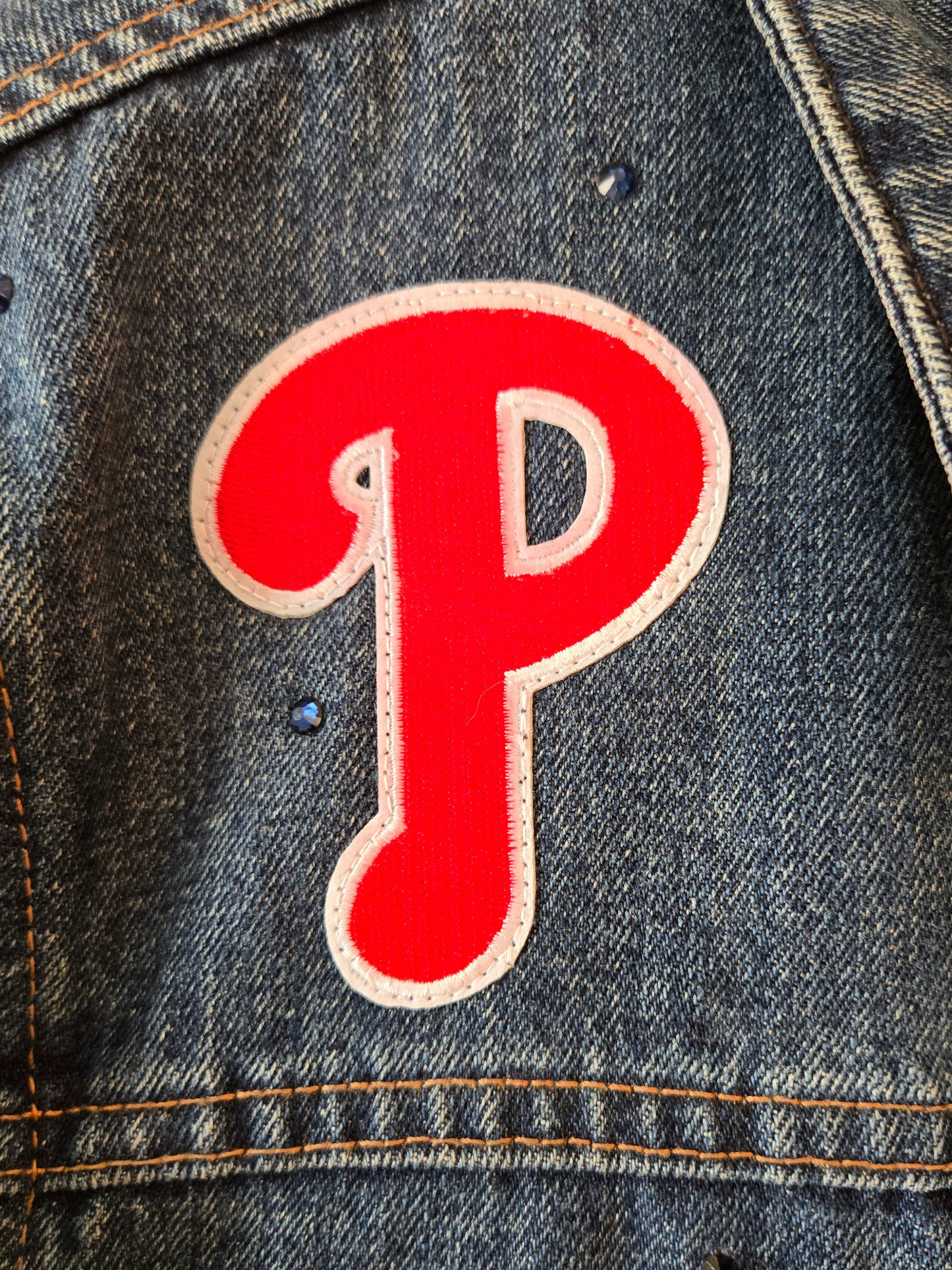 Philadelphia Phillies Rhinestone Crop Denim Jacket