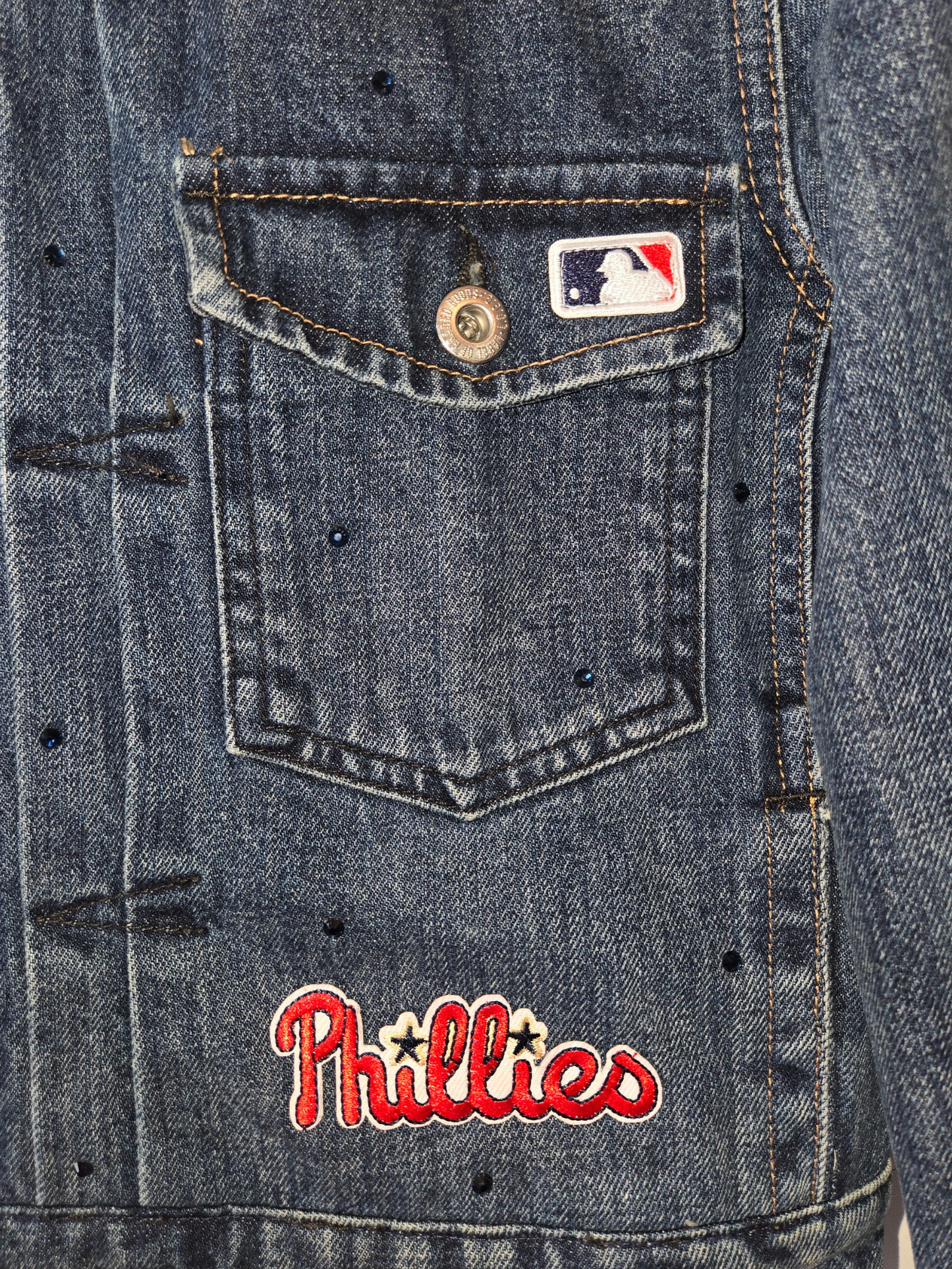 Philadelphia Phillies Rhinestone Crop Denim Jacket