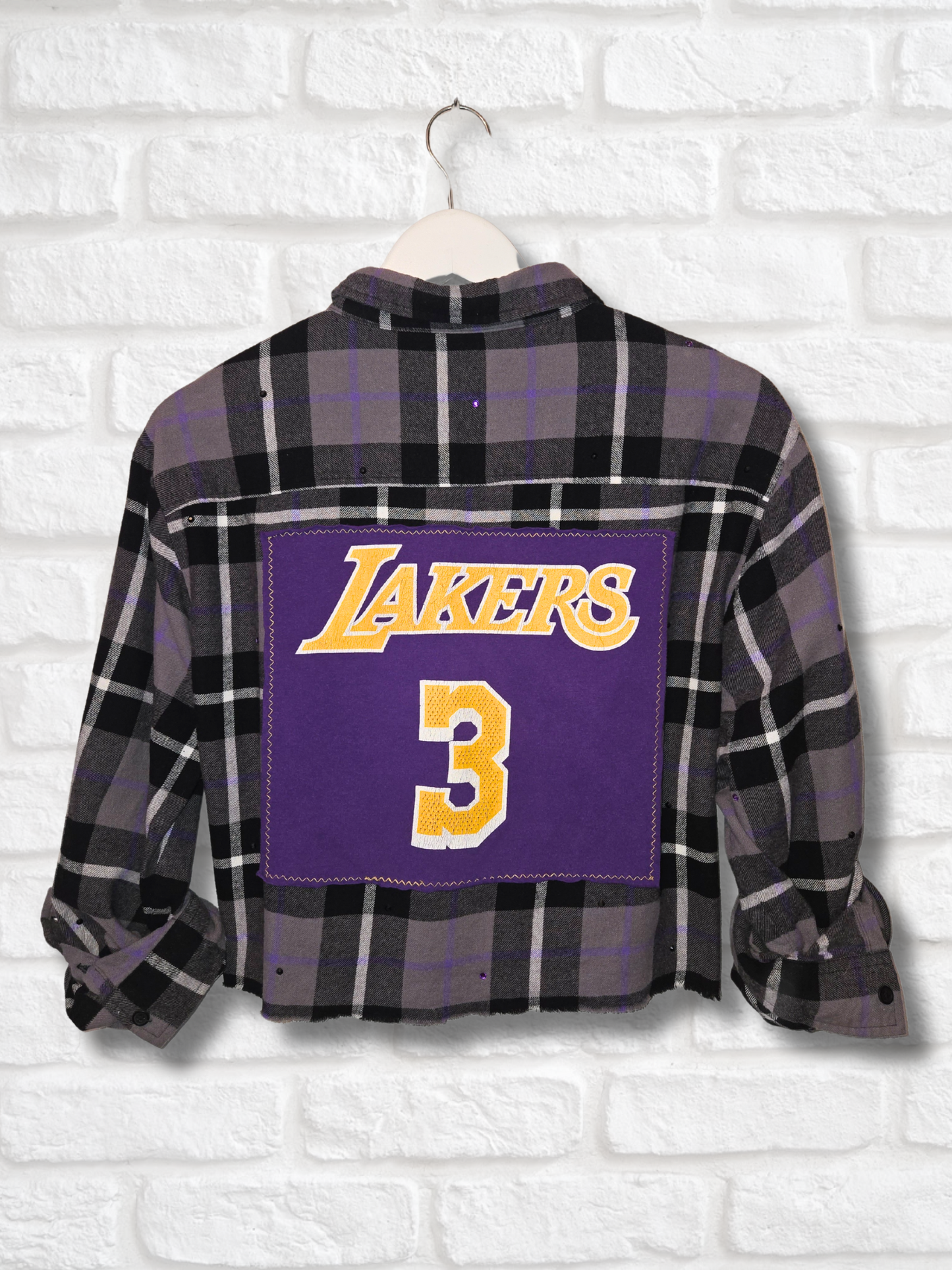 Los Angeles Lakers Rhinestone Crop Flannel