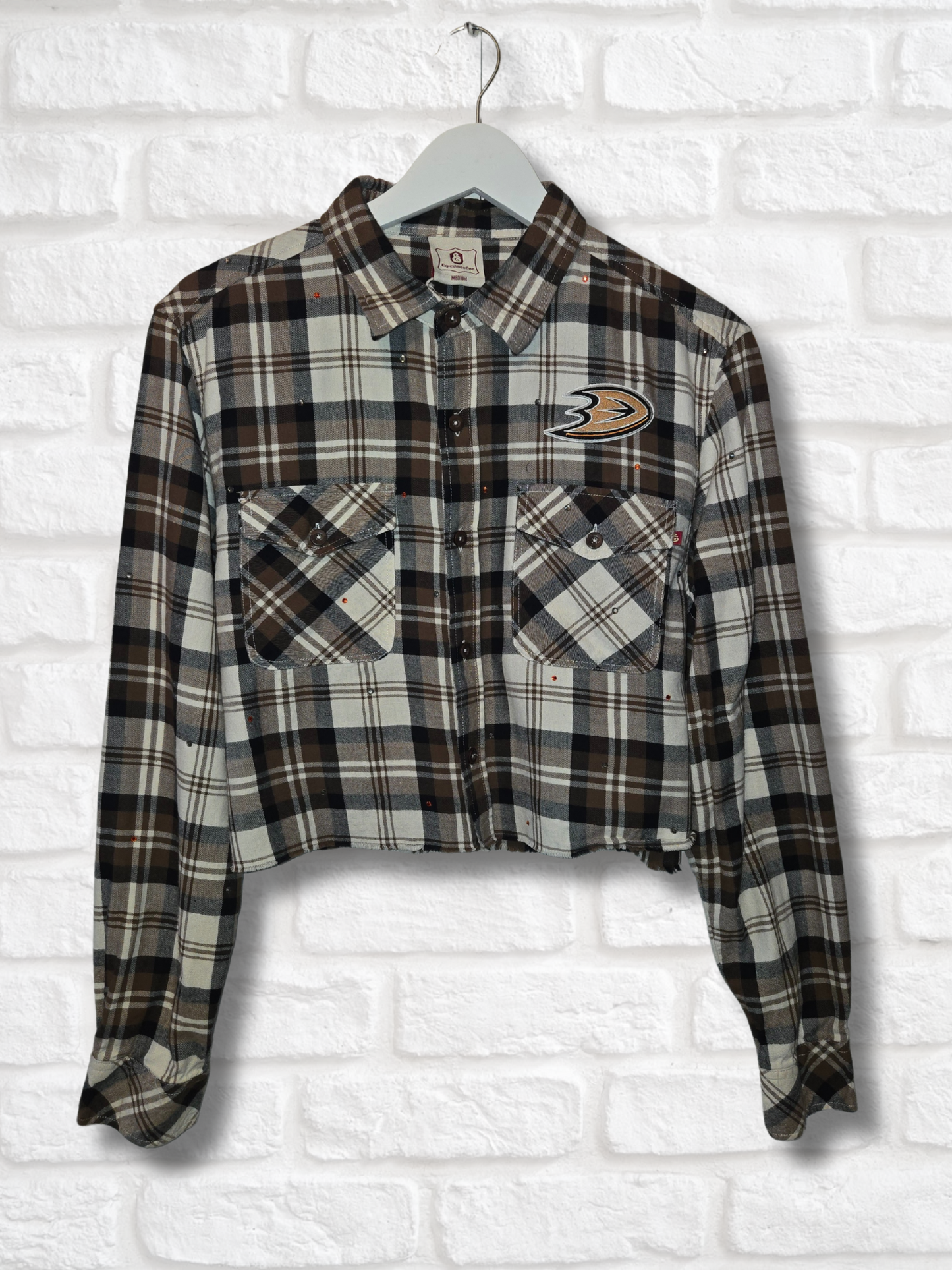Anaheim Ducks Rhinestone Crop Flannel