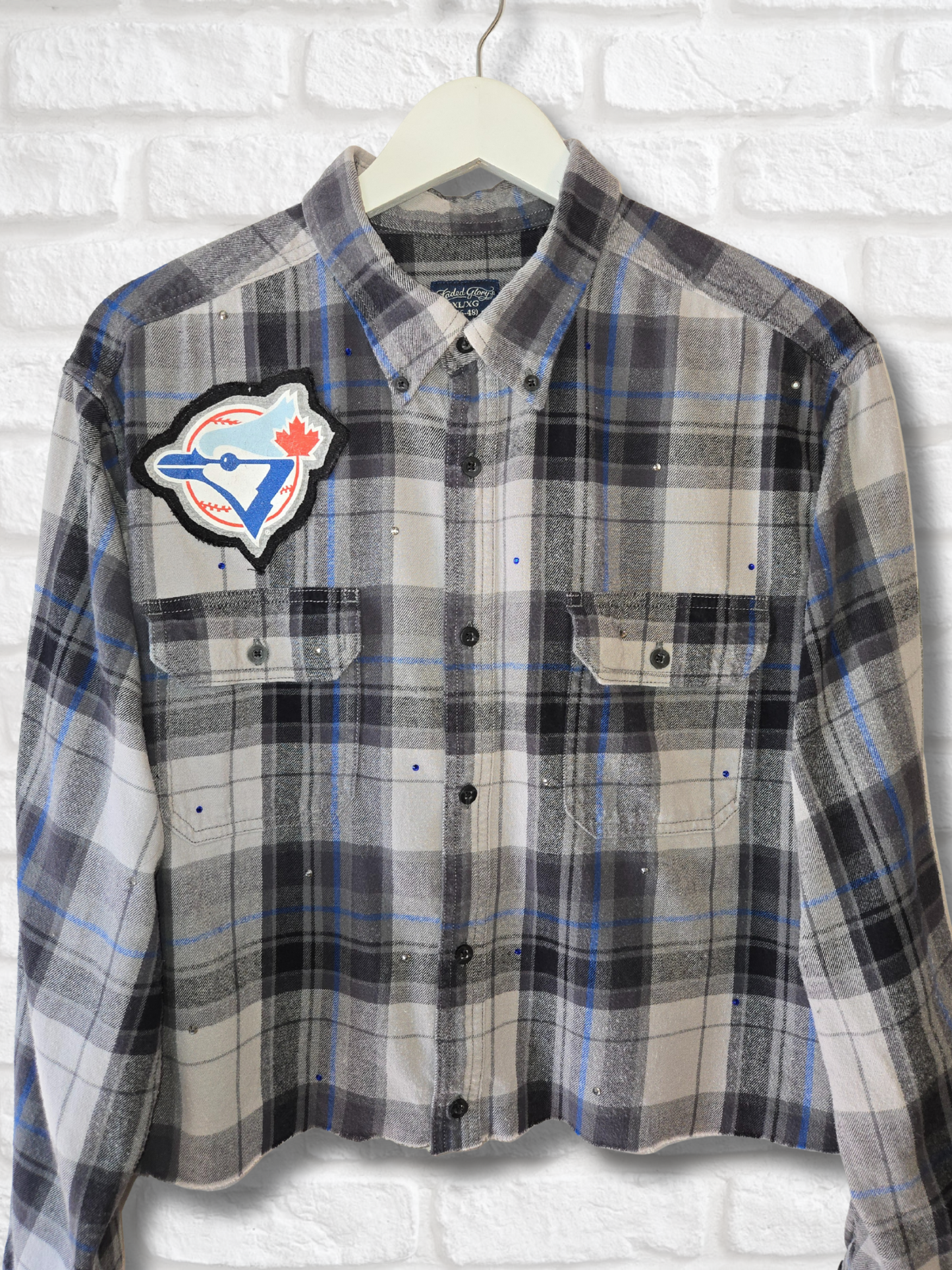 Toronto Blue Jays Rhinestone Crop Flannel