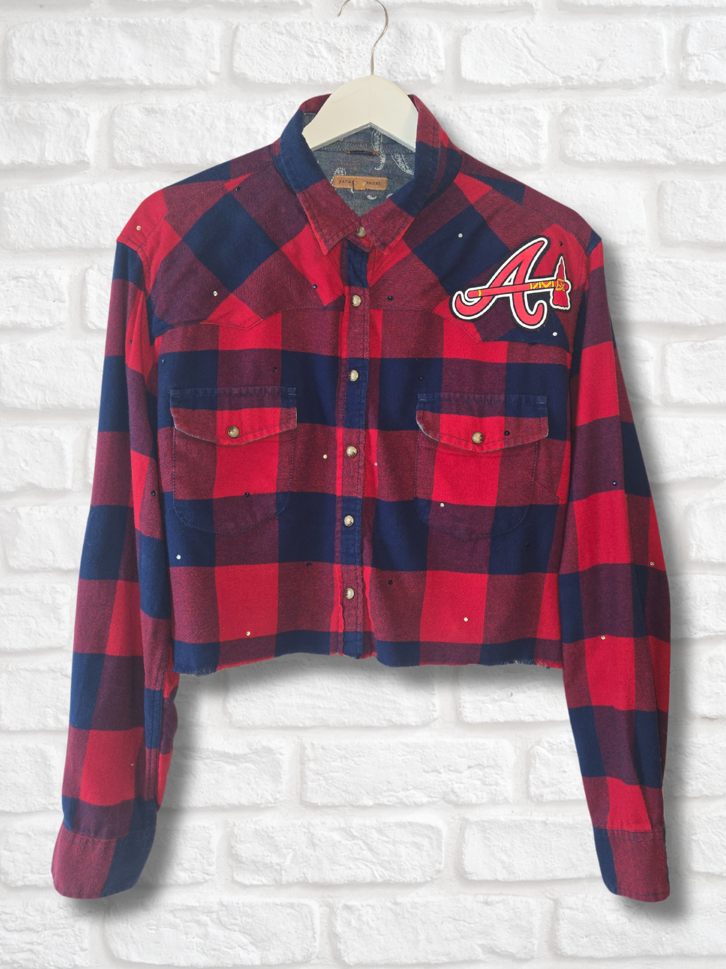 Atlanta Braves Crop Rhinestone Flannel