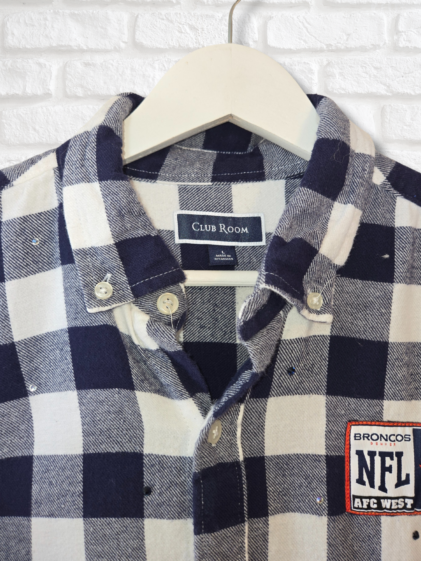 Denver Broncos Rhinestone Crop Flannel