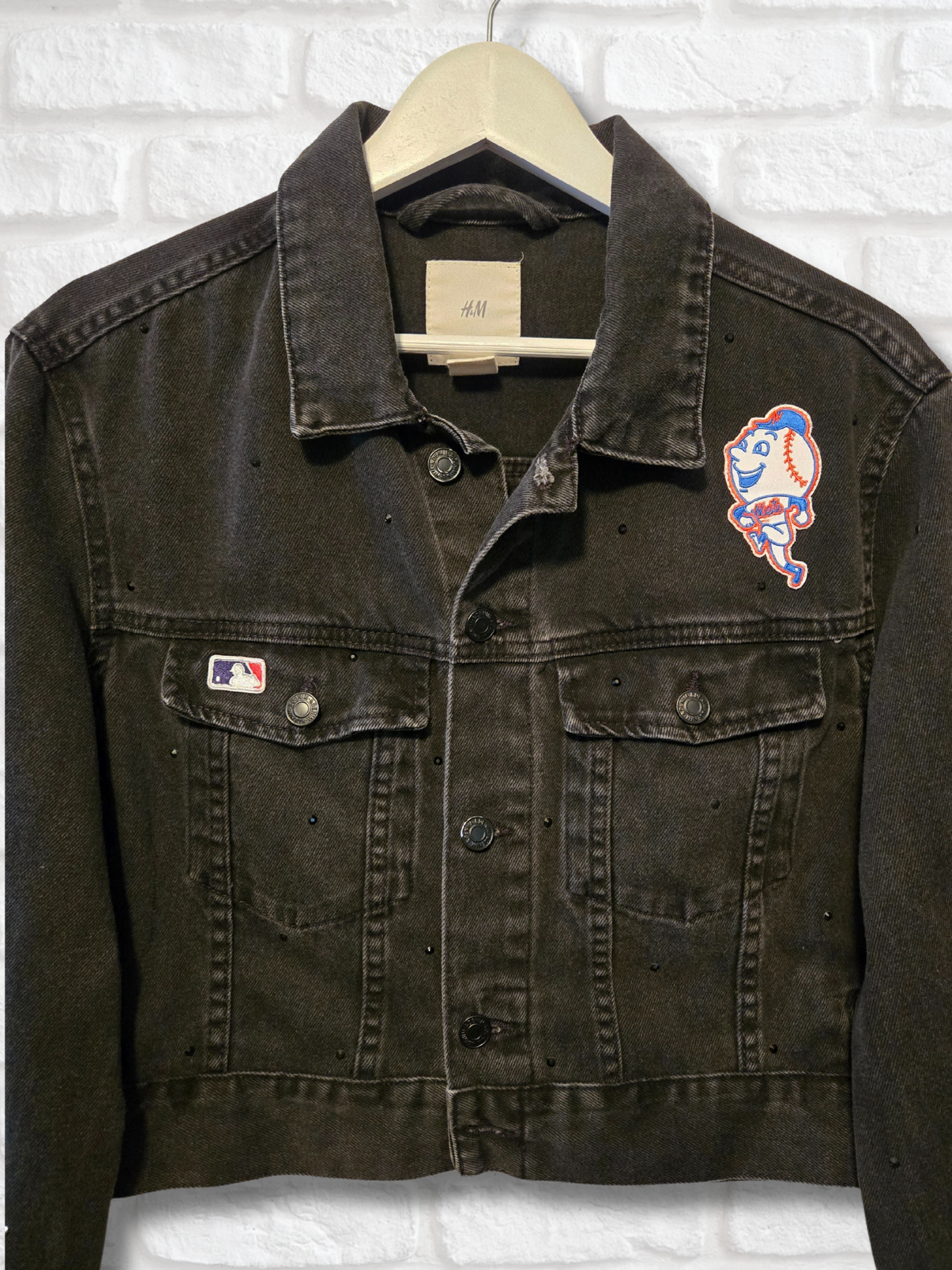 New York Mets Rhinestone Crop Jacket