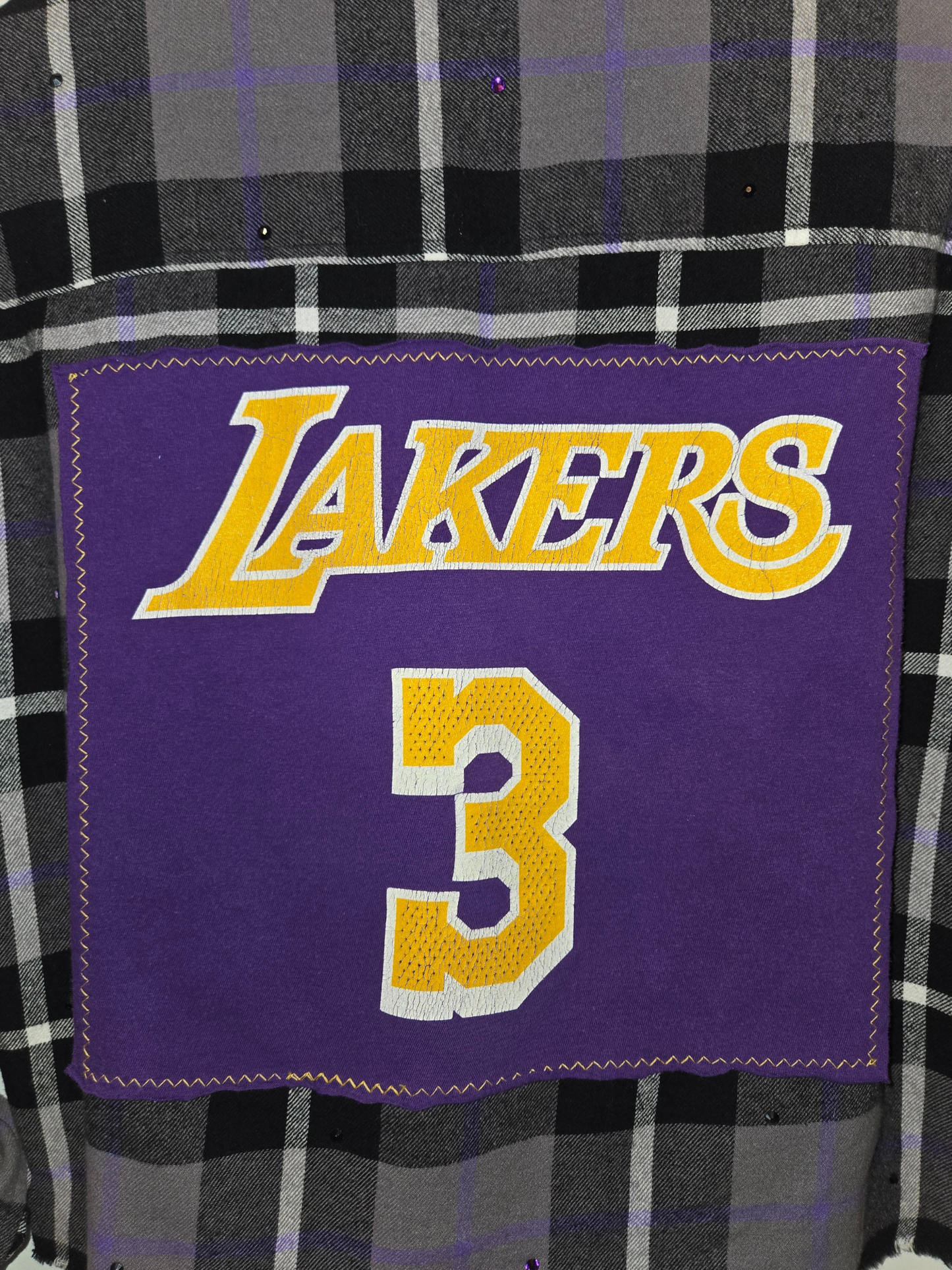Los Angeles Lakers Rhinestone Crop Flannel