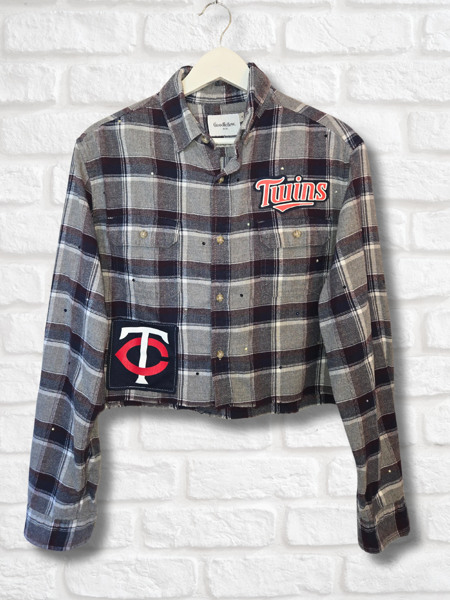 Minnesota Twins Rhinestone Crop Flannel